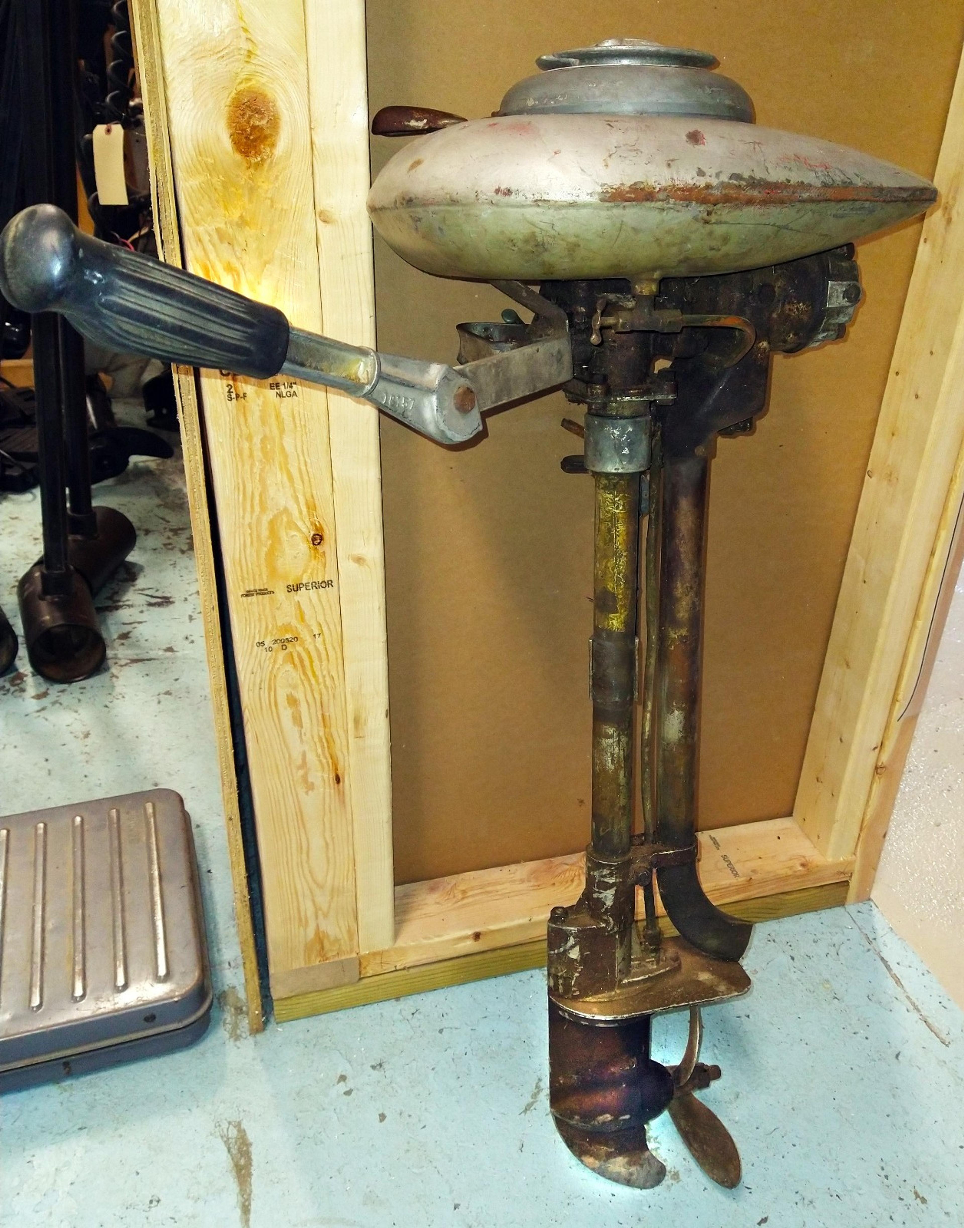1939 Champion Outboard Motor One Cylinder 2.9 Horse 60 Lbs. Compression