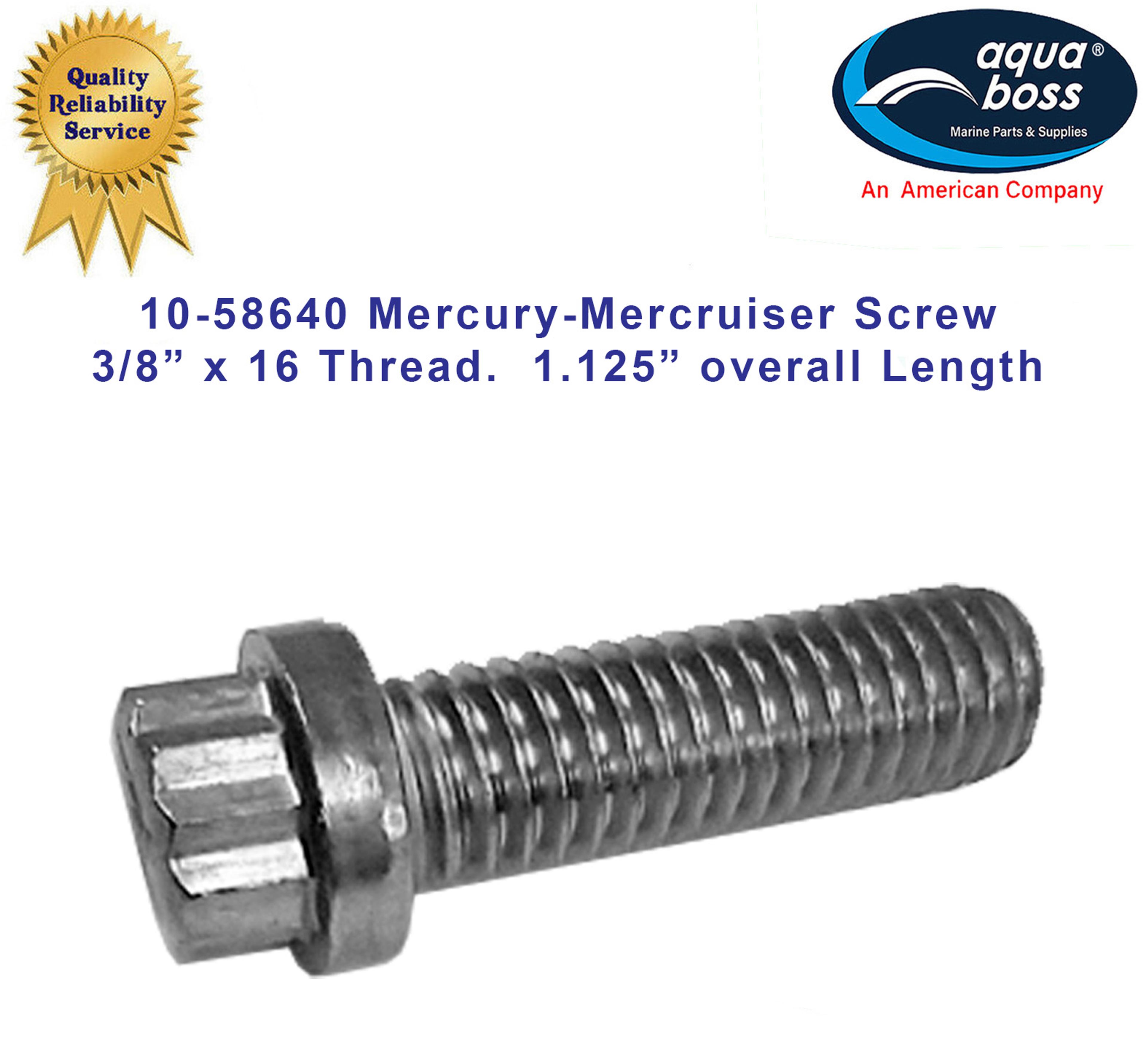10-58640 Mercury - Mercruiser Screw 3/8” x 16 Thread. 1_9/16” overall Length Gimball Housing Exhaust Tube