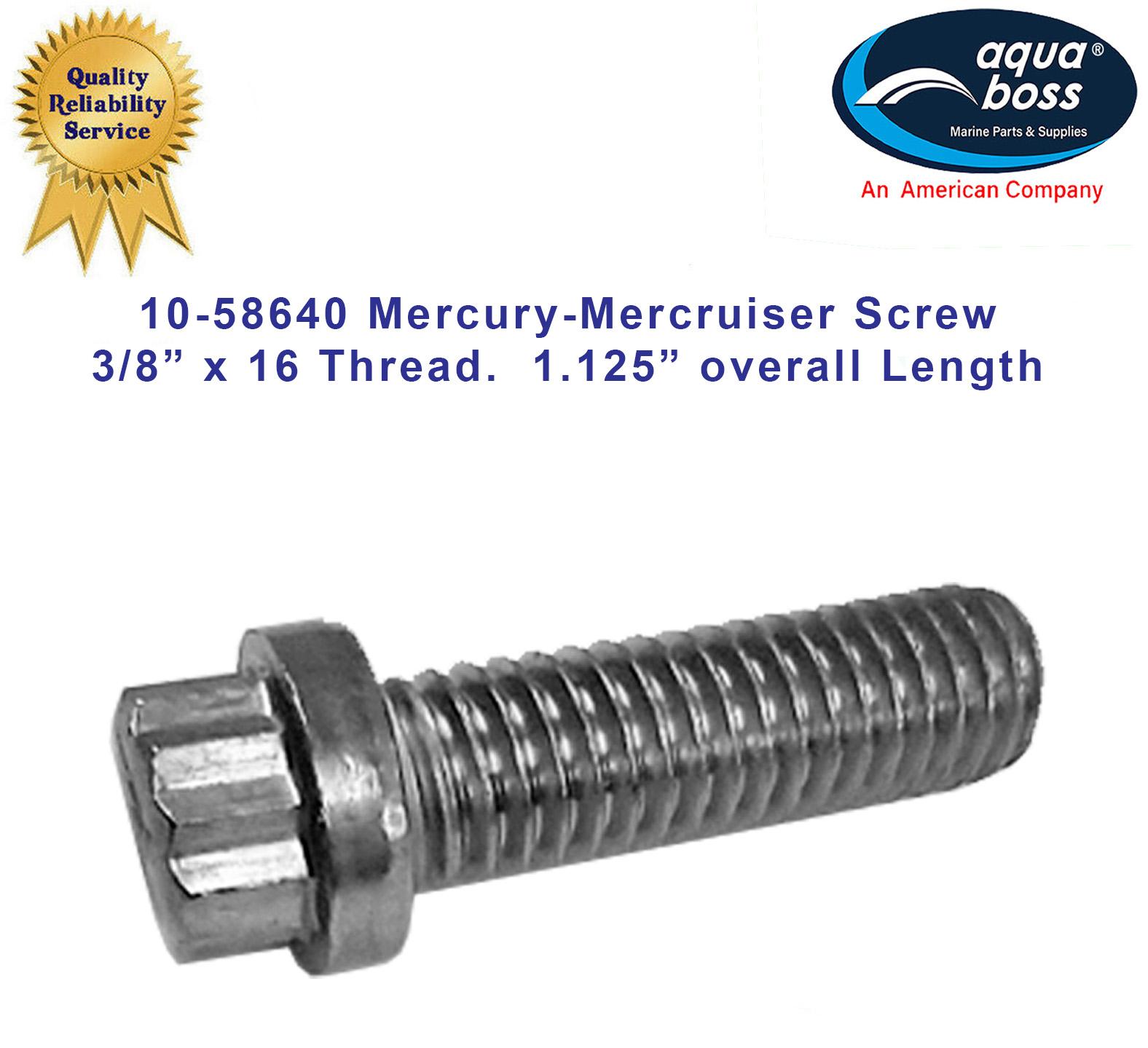10-58640 Mercury - Mercruiser Screw 3/8” x 16 Thread. 1_9/16” overall Length Gimball Housing Exhaust Tube