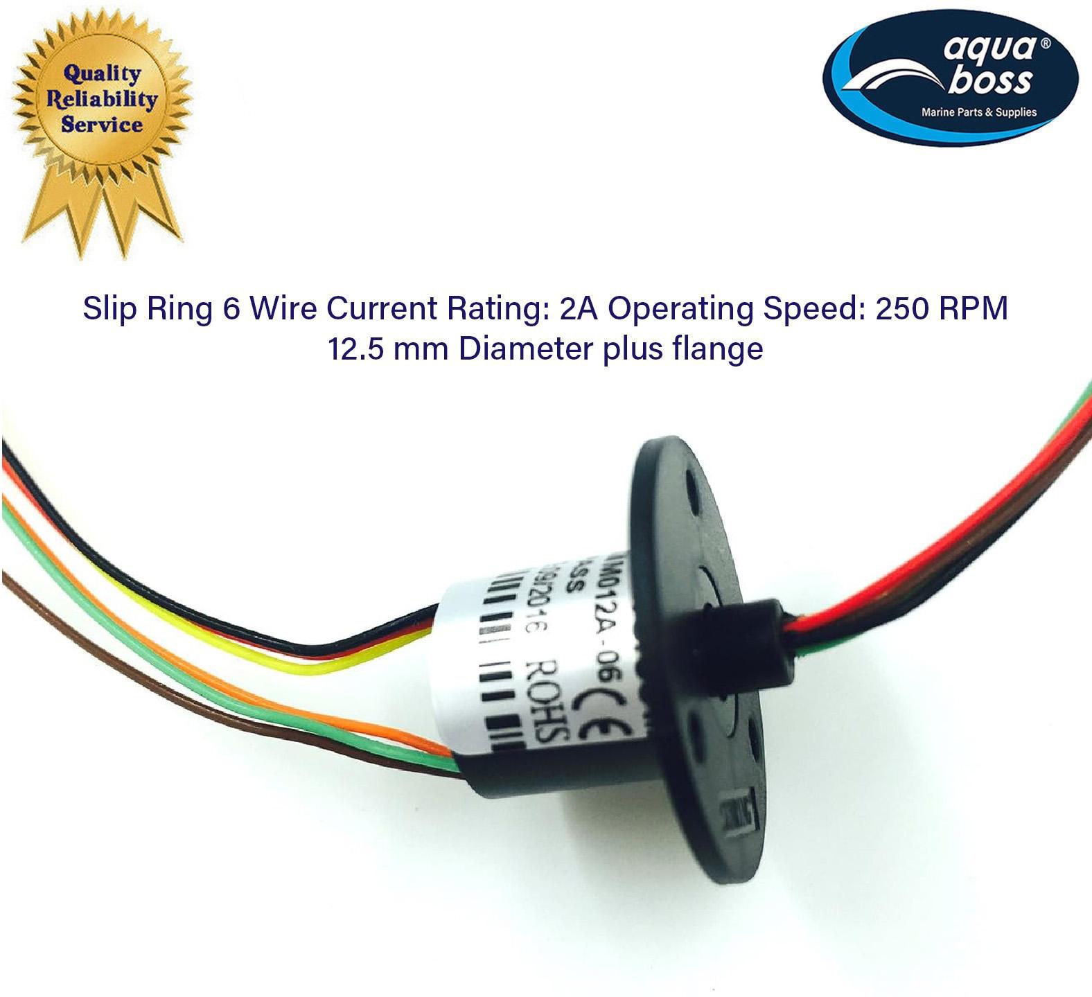 Slip Ring 6 Wire Rating: 2A Operating Speed: 250 RPM 12.5 mm Diameter Plus Flange