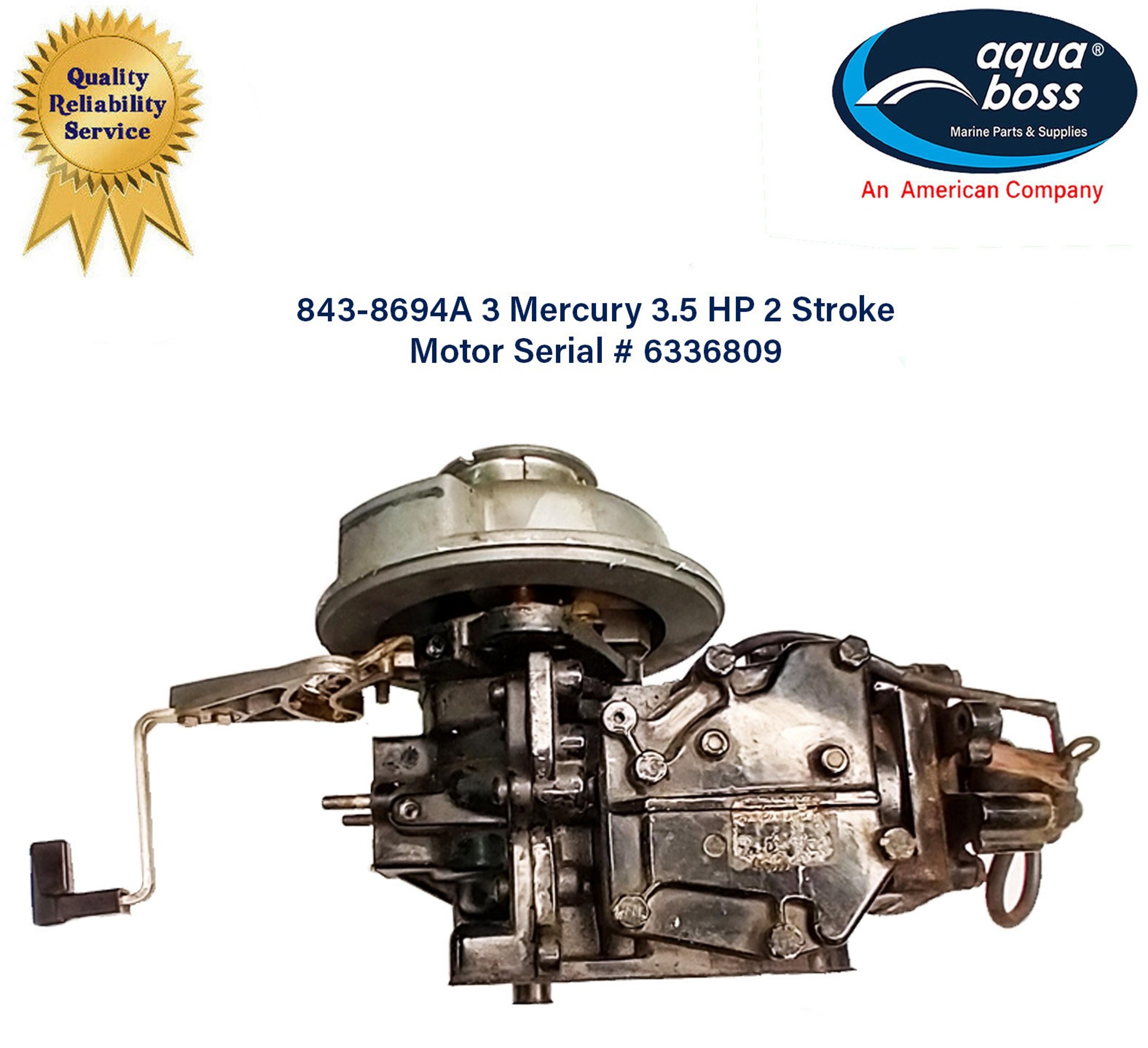 8438694A3 Mercury Power Head 3.5 HP Motor Serial # 6336809 100 PSI Compression