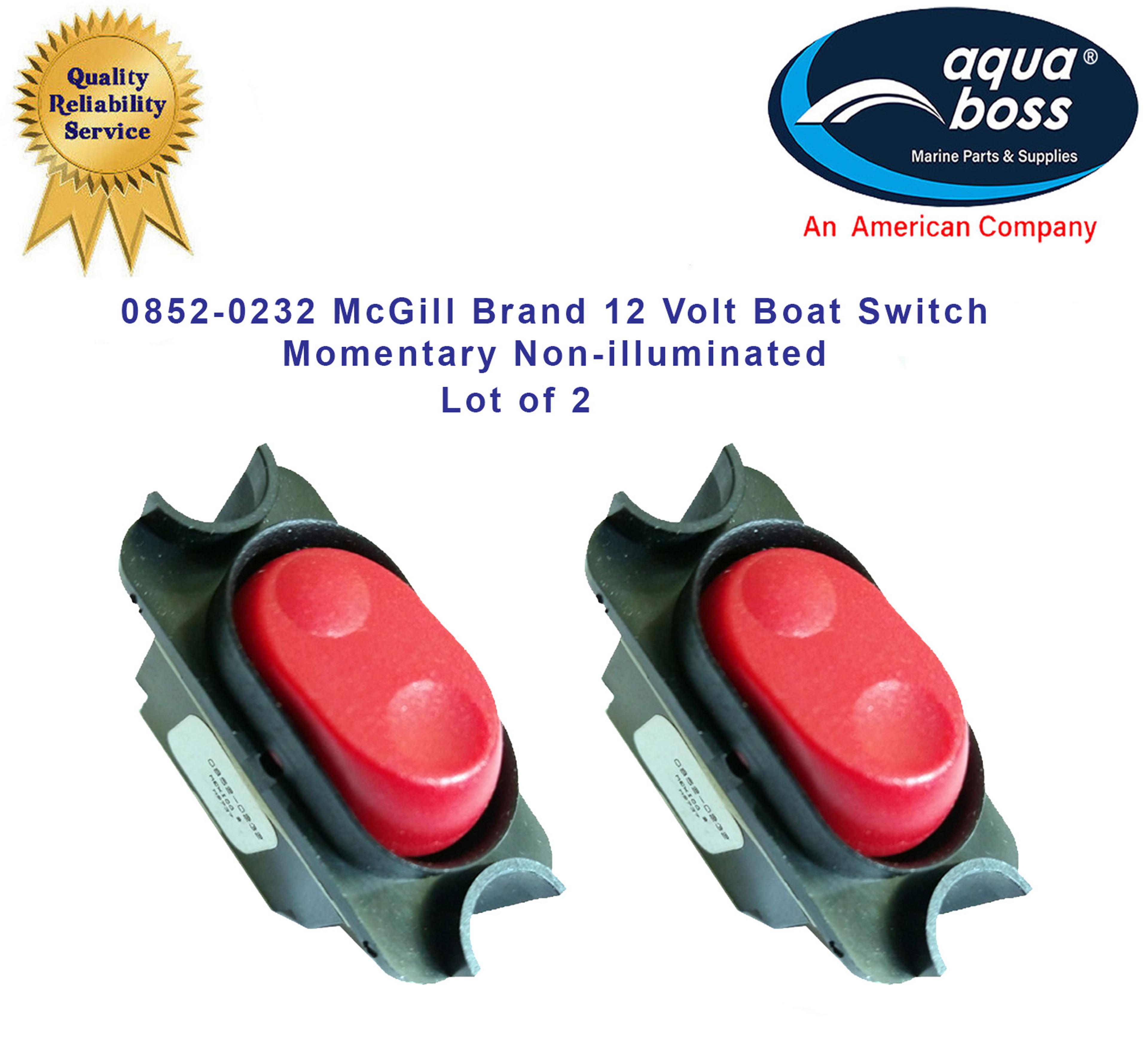0852-0232 Boat Switches McGill Brand 12 Volt Momentary Non-illuminated Lot of 2