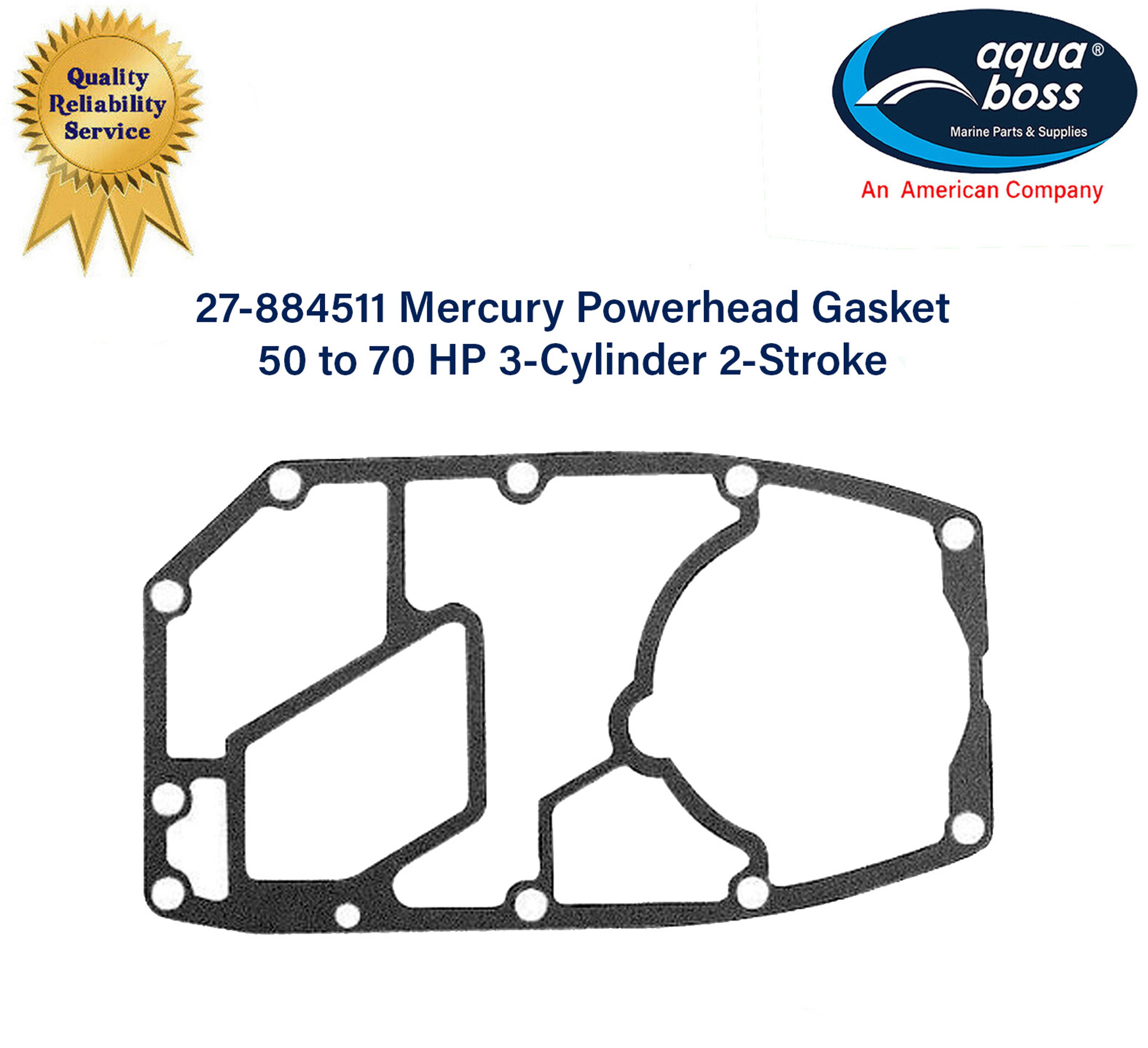 27-884511 Mercury Powerhead Base Gasket 50 to 70 HP 3-Cylinder 2-Stroke