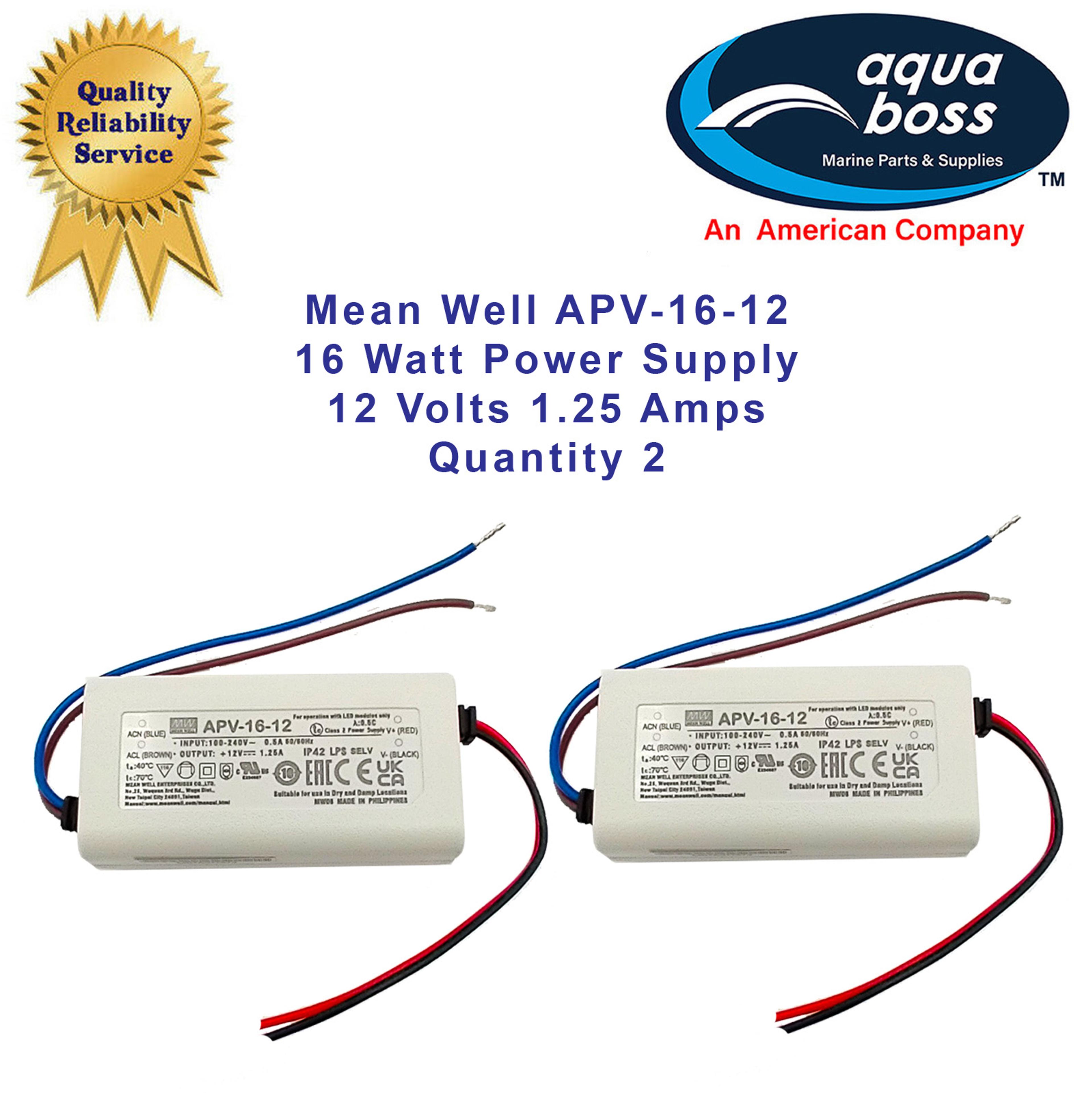 APV-16-12 16 Watt Power Supply Mean Well 12 Volts 1.25 Amps for LED Use Only