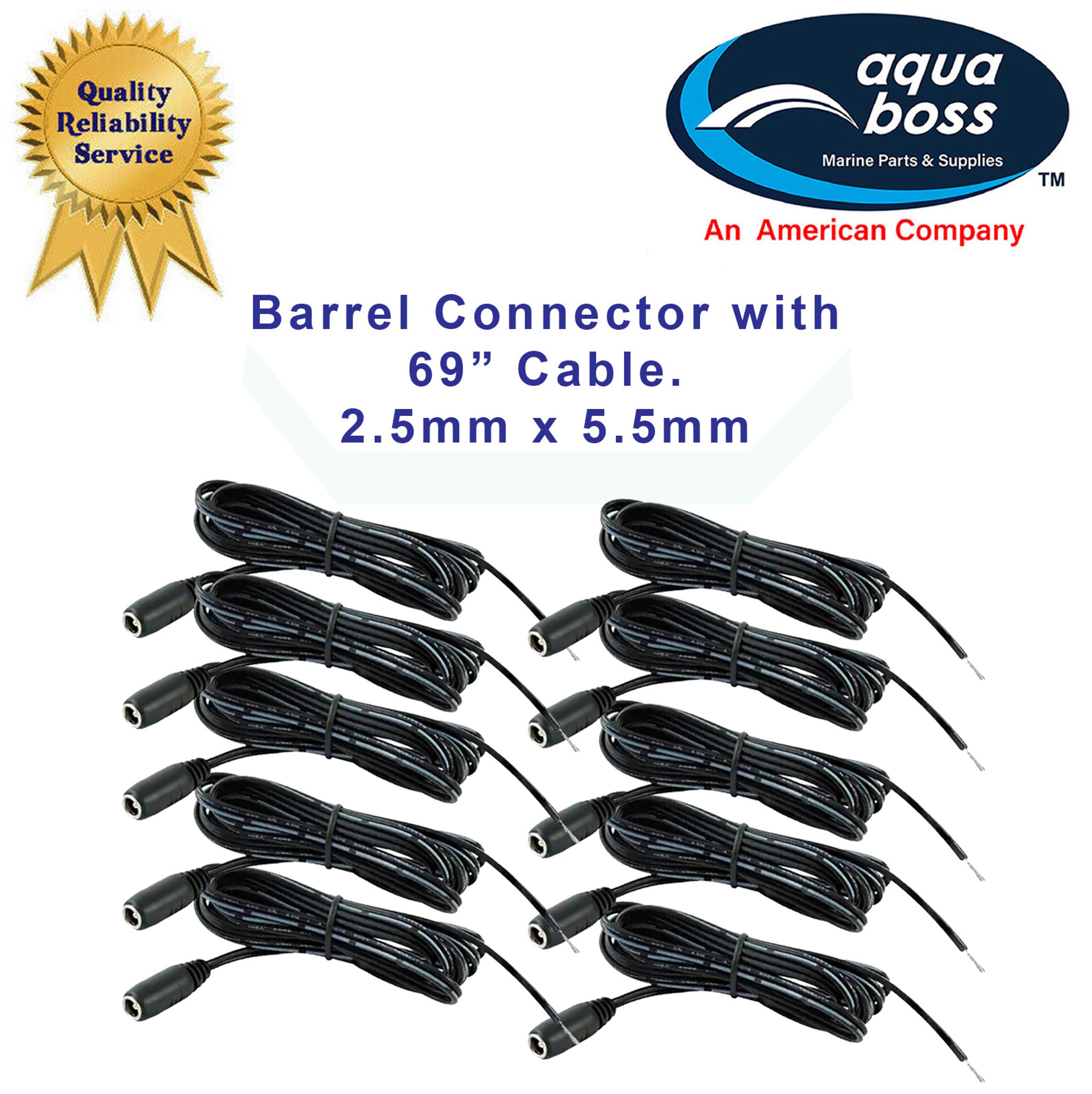 Barrel Connector Power Cords with 69 inch Cable 2.5mm x 5.5mm Lot of 10