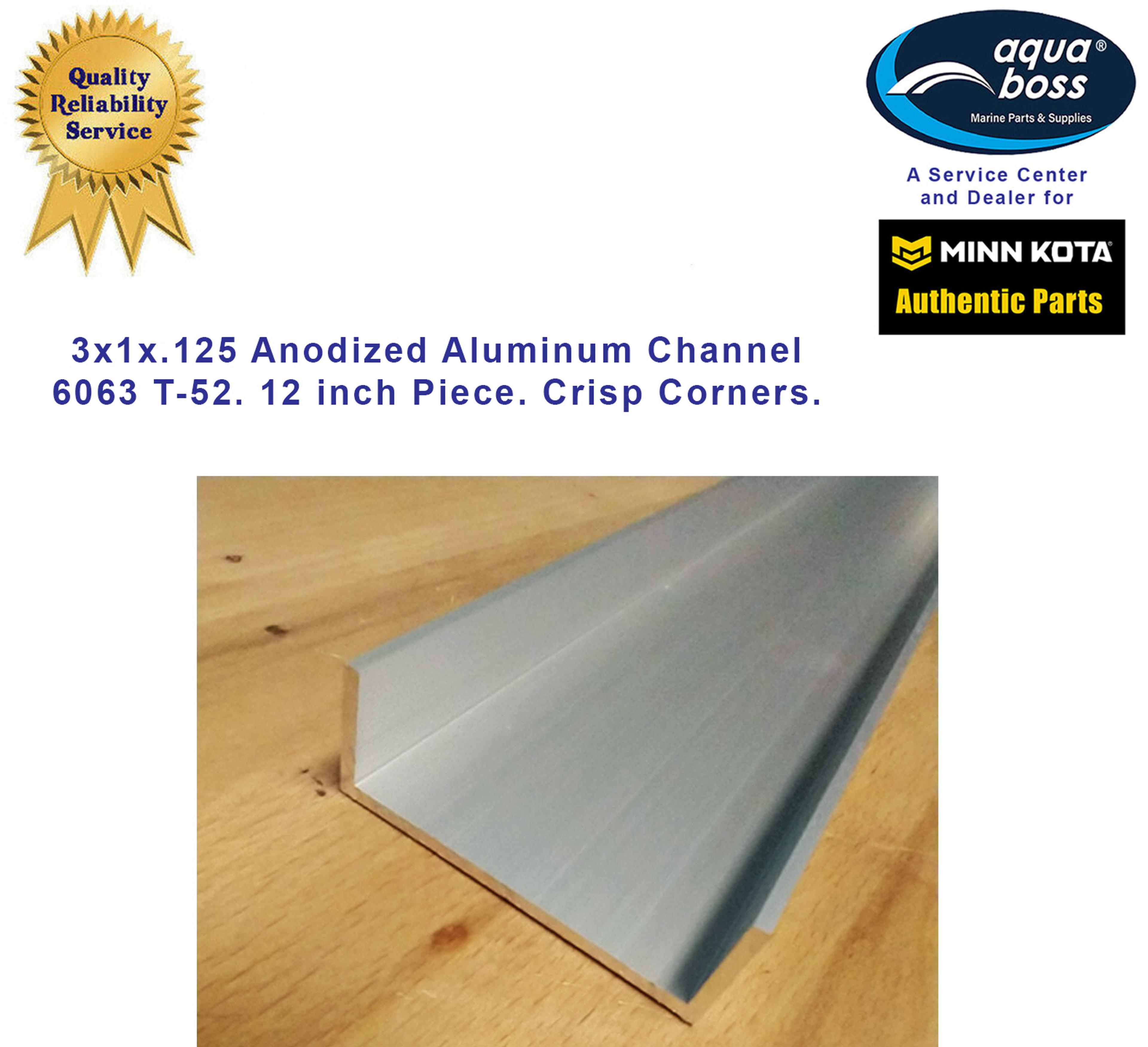 Anodized Aluminum Channel 3" x 12" 6063 T-52 Piece Crisp Corners