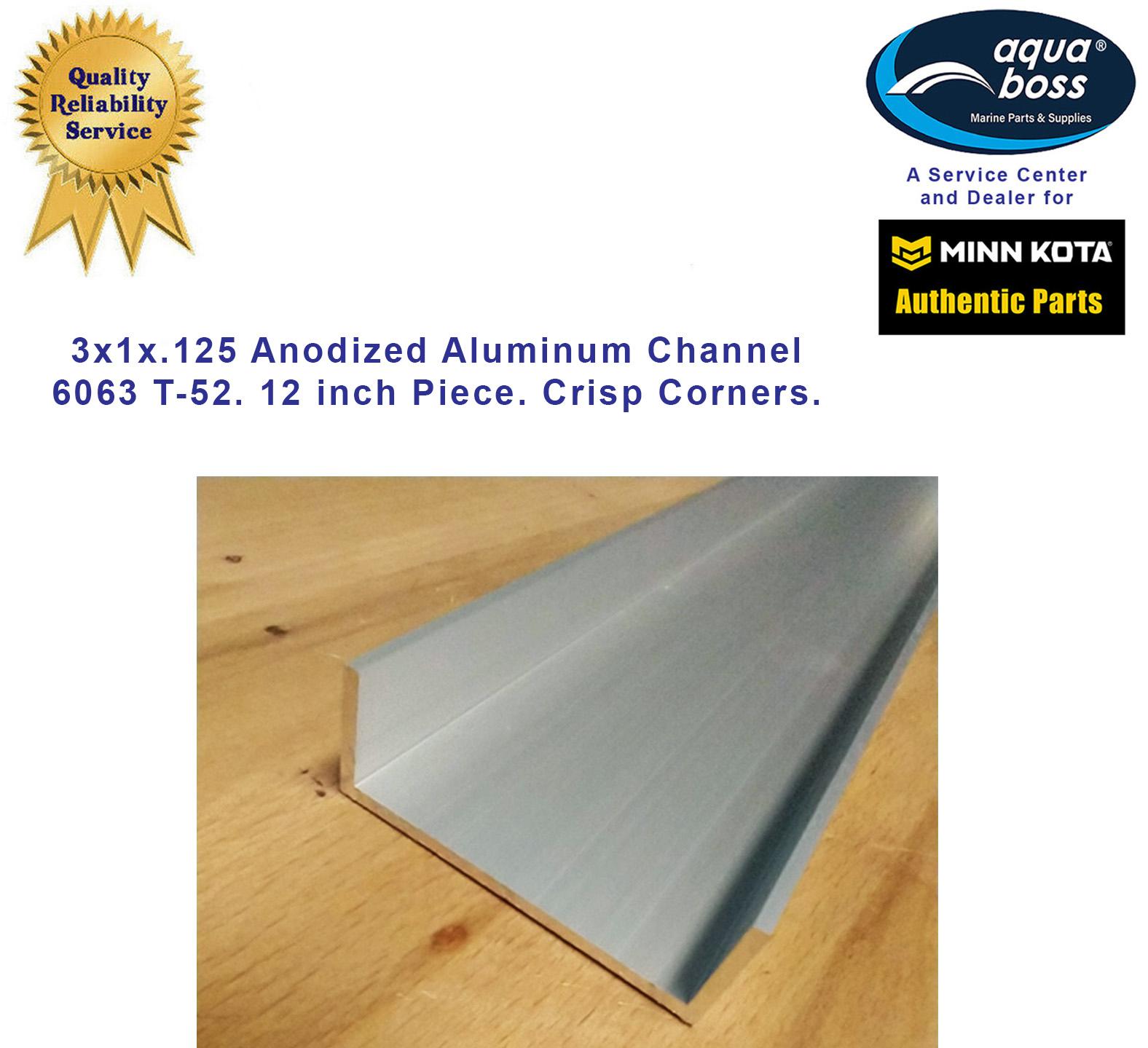 Anodized Aluminum Channel 3" x 12" 6063 T-52 Piece Crisp Corners