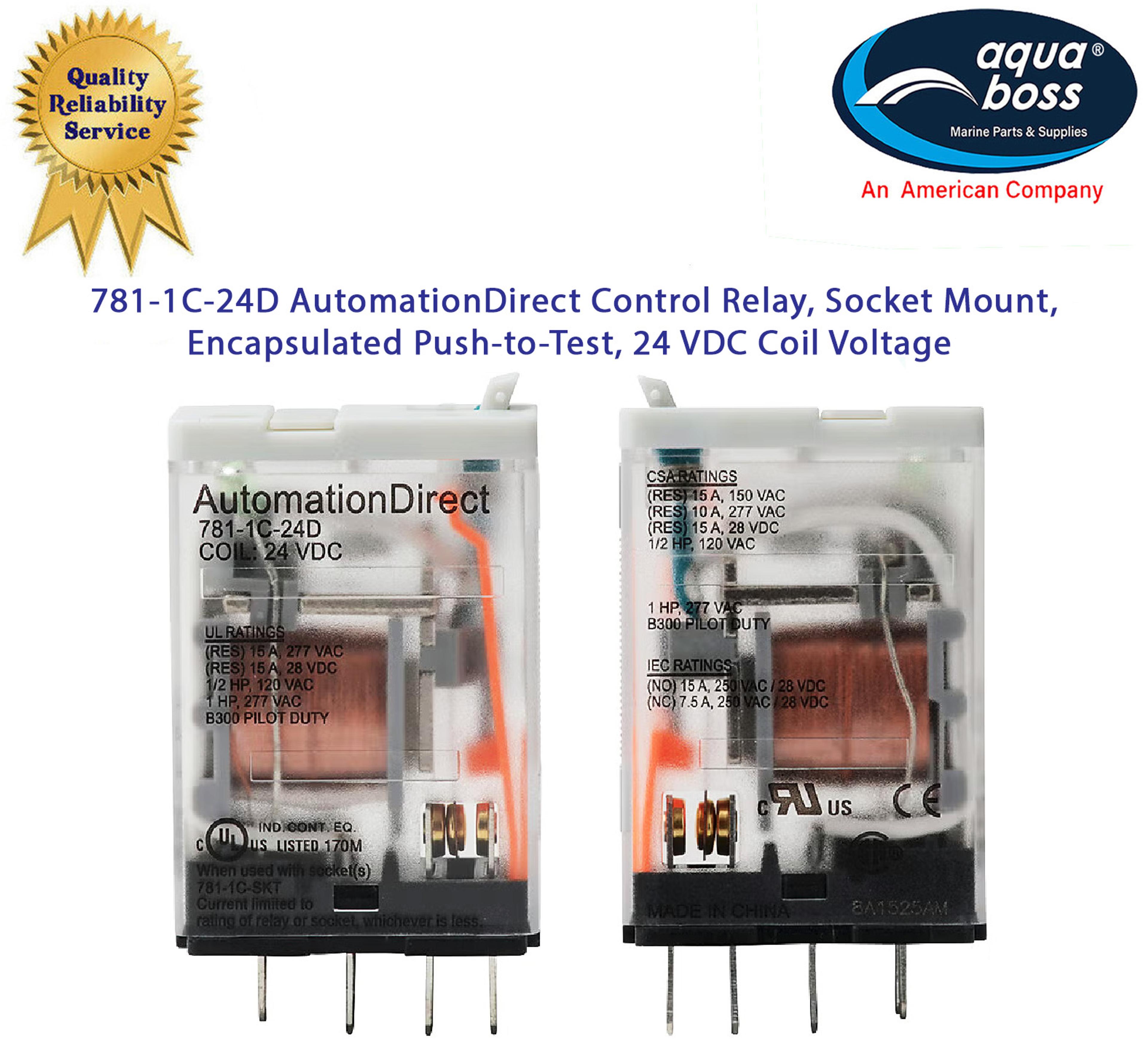 781-1C-24D AutomationDirect Control Relay Socket Mount 24 VDC Coil Push-to-Test