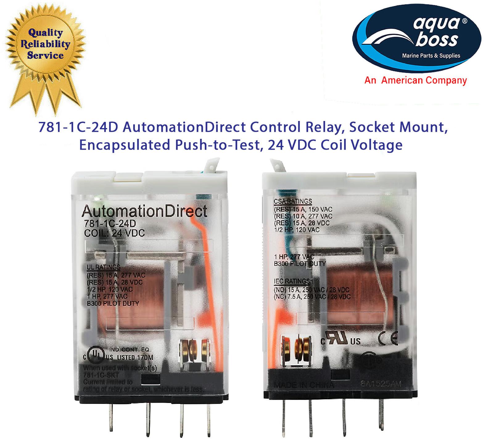 781-1C-24D AutomationDirect Control Relay Socket Mount 24 VDC Coil Push-to-Test