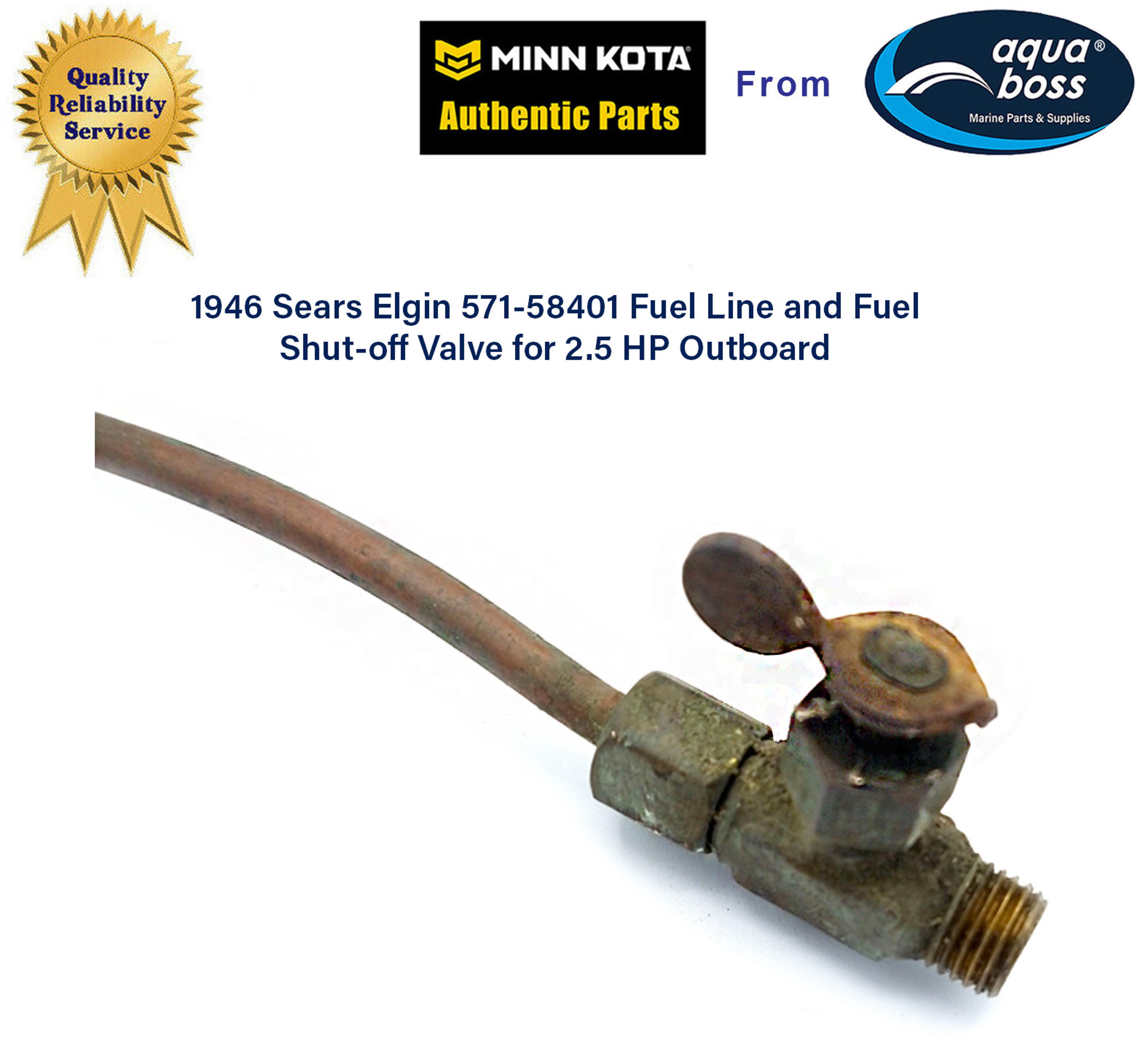 1946 Sears Elgin 571-58401 Fuel Line and Fuel Shut-off Valve for 2.5 HP Outboard