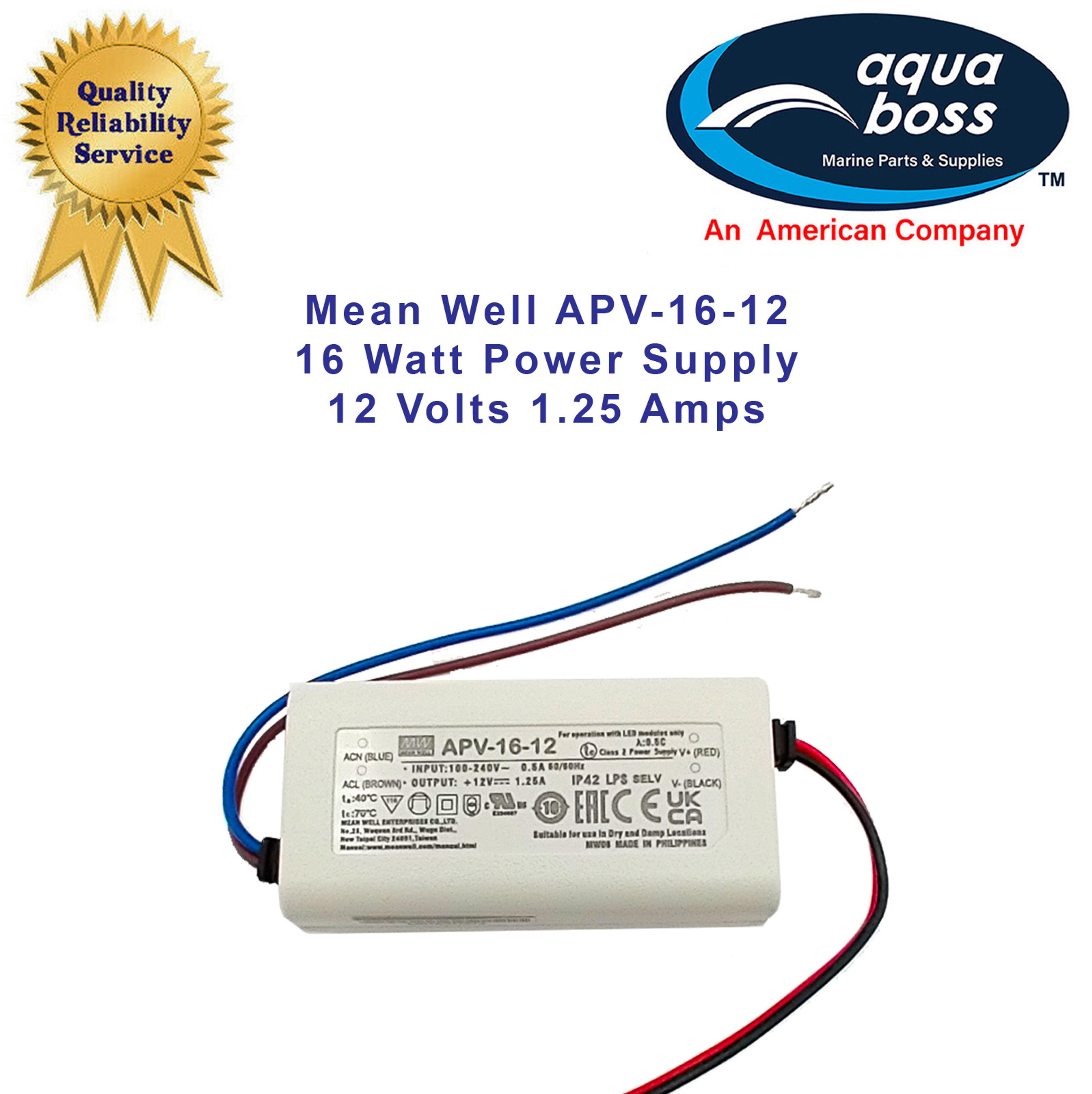 APV Power Supply Mean Well PV-16-12 16 Watt 12 Volts 1.25 Amps for LED Use Only