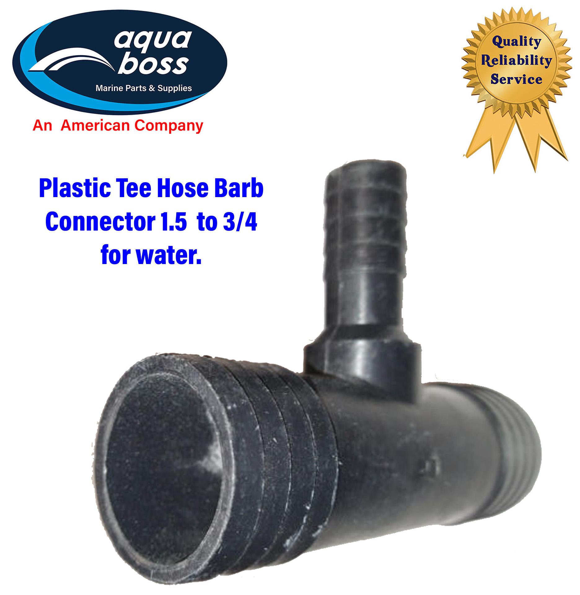 Hose Barb Connector Plastic Tee 1.5 to 3/4 for water.