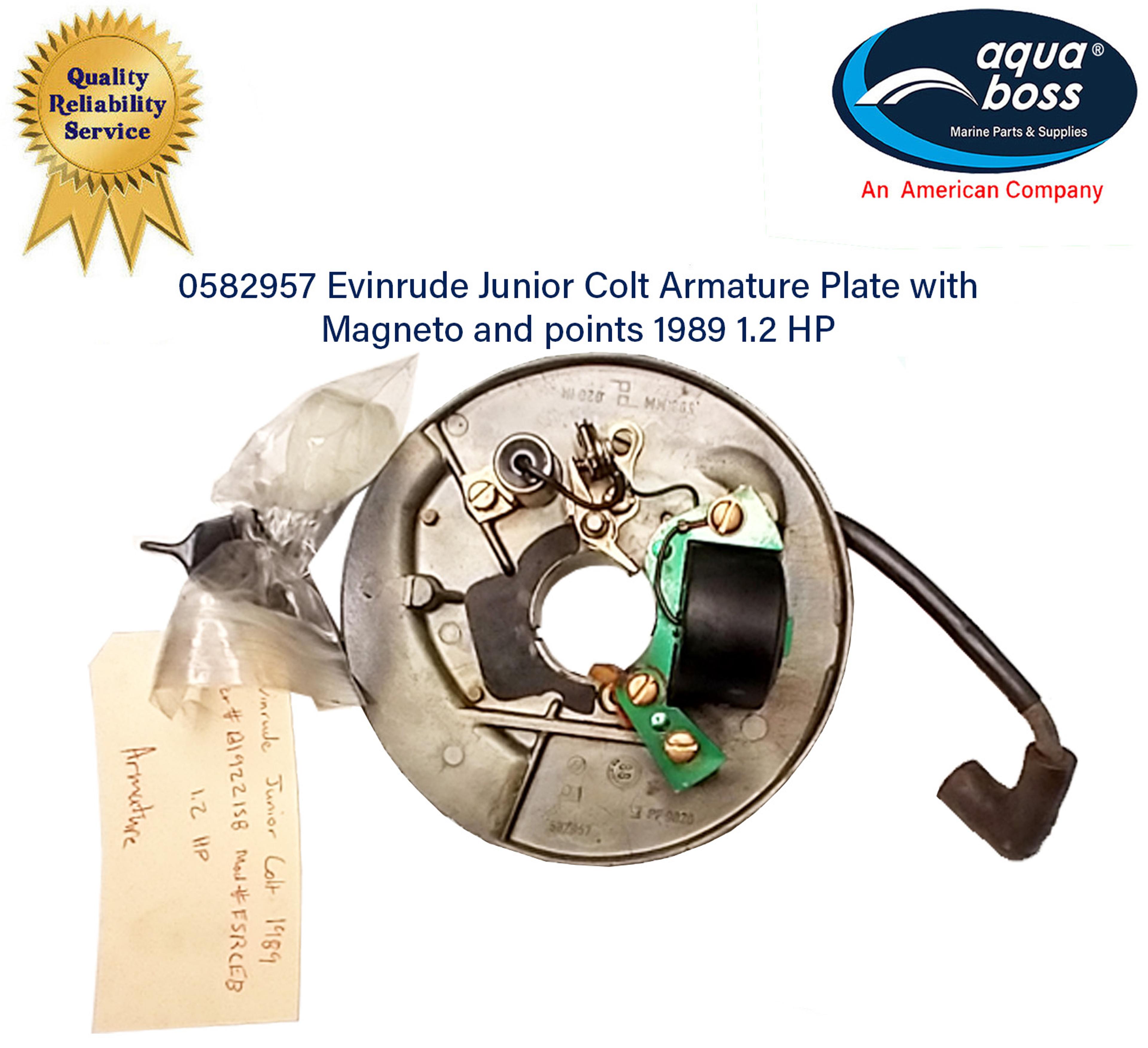 0582957 Evinrude Junior Colt Armature Plate with Magneto and points 1989 1.2 HP