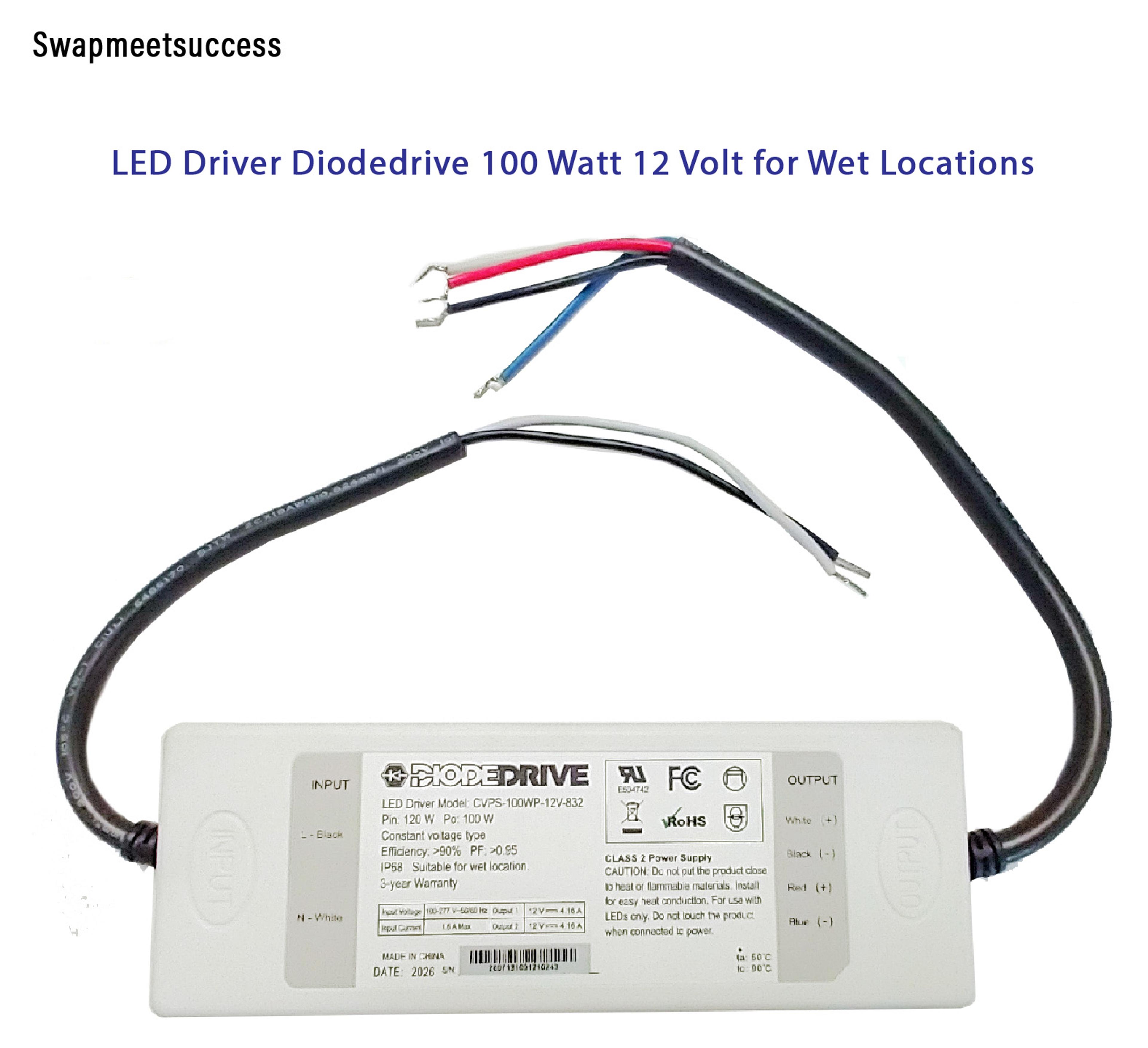 LED Driver Power Supply Diodedrive 100 Watt 12 Volt Class 2 for Damp Locations