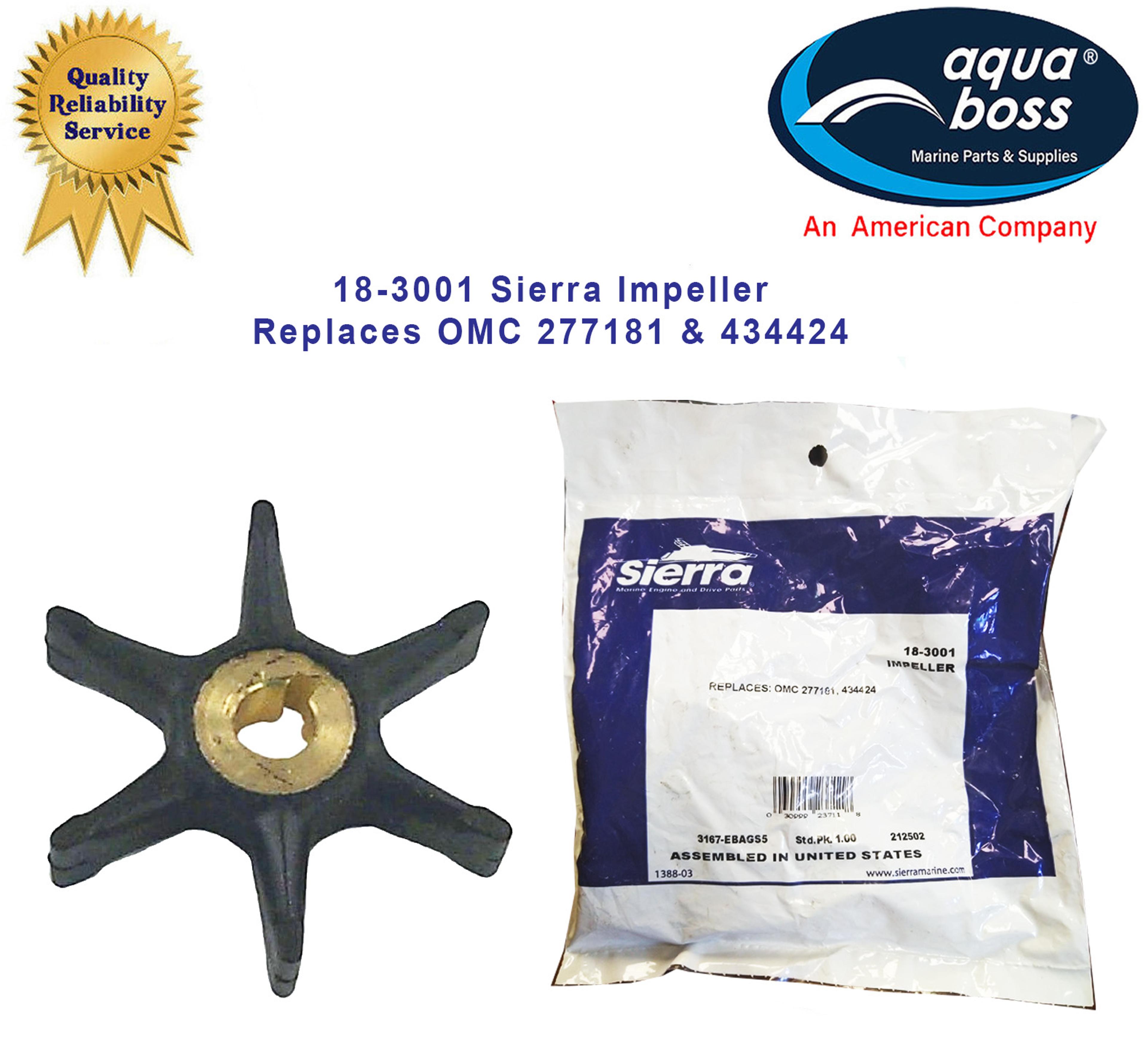 18-3001 Sierra Impeller Replaces OMC 277181 and 434424