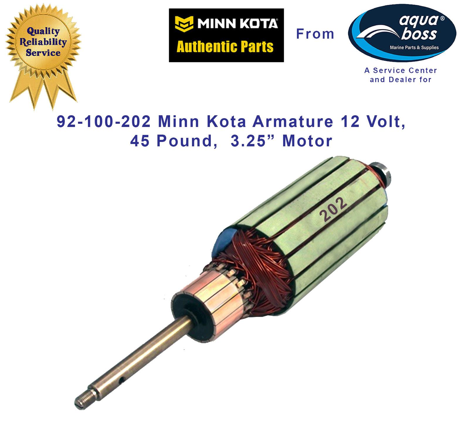 92-100-202 Minn Kota Motor Armature 12 Volt 45 Pound Thrust for 3.25" Motor.