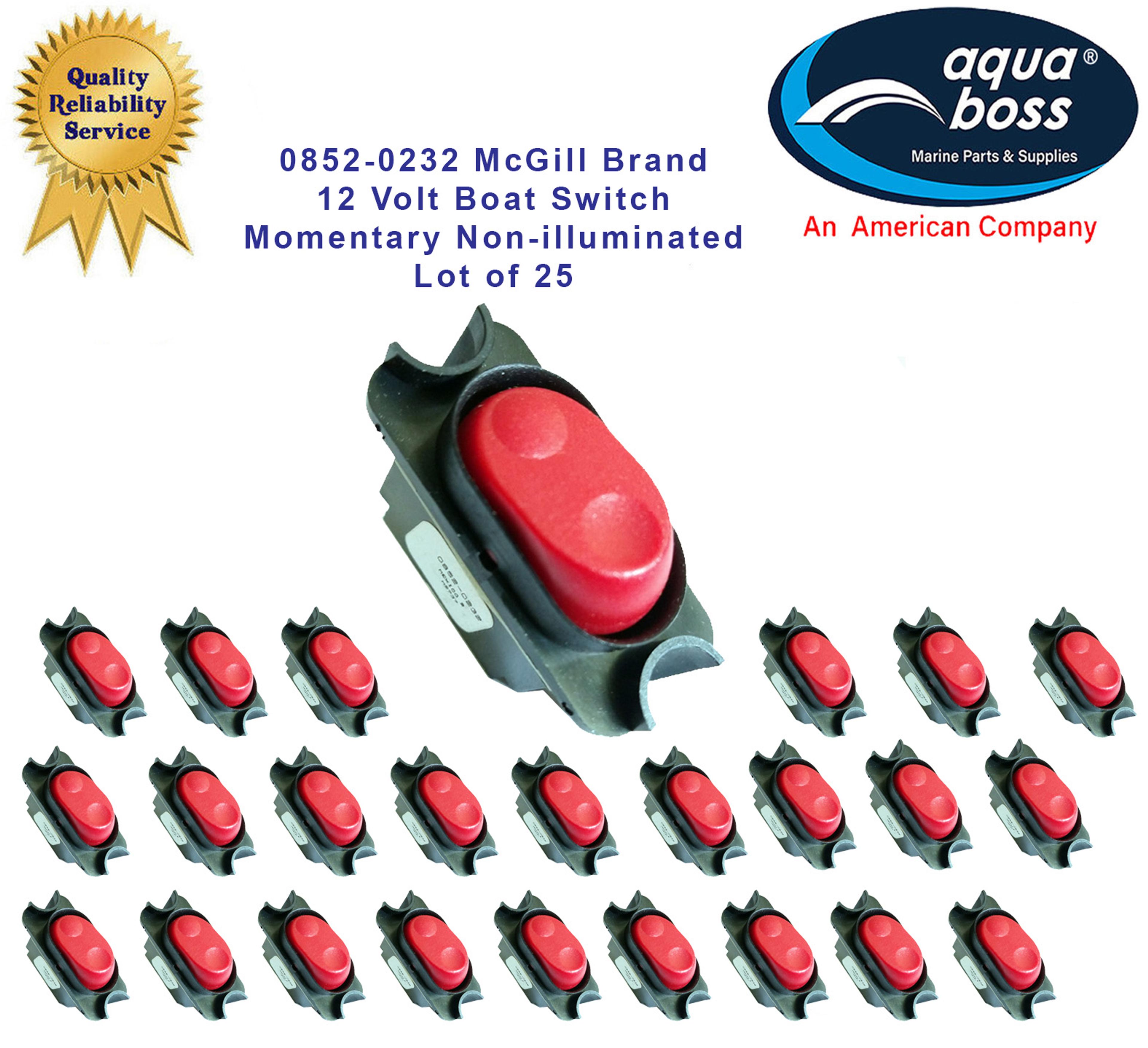 0852-0232 Boat Switches McGill Brand 12 Volt Momentary Non-illuminated Lot of 25