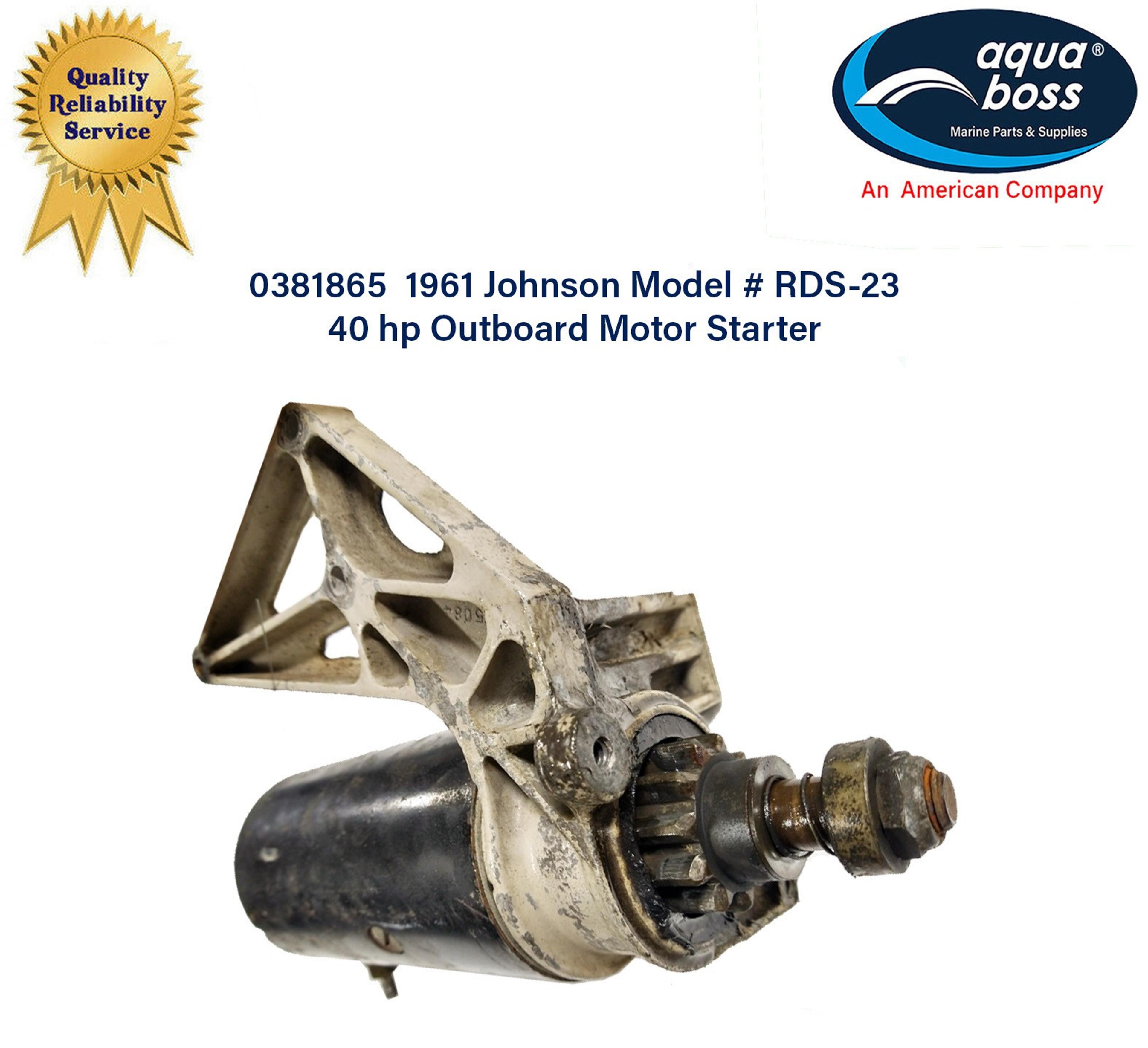 1961 Johnson Model # RDS-23 40 HP Outboard Electric Starter With Bracket
