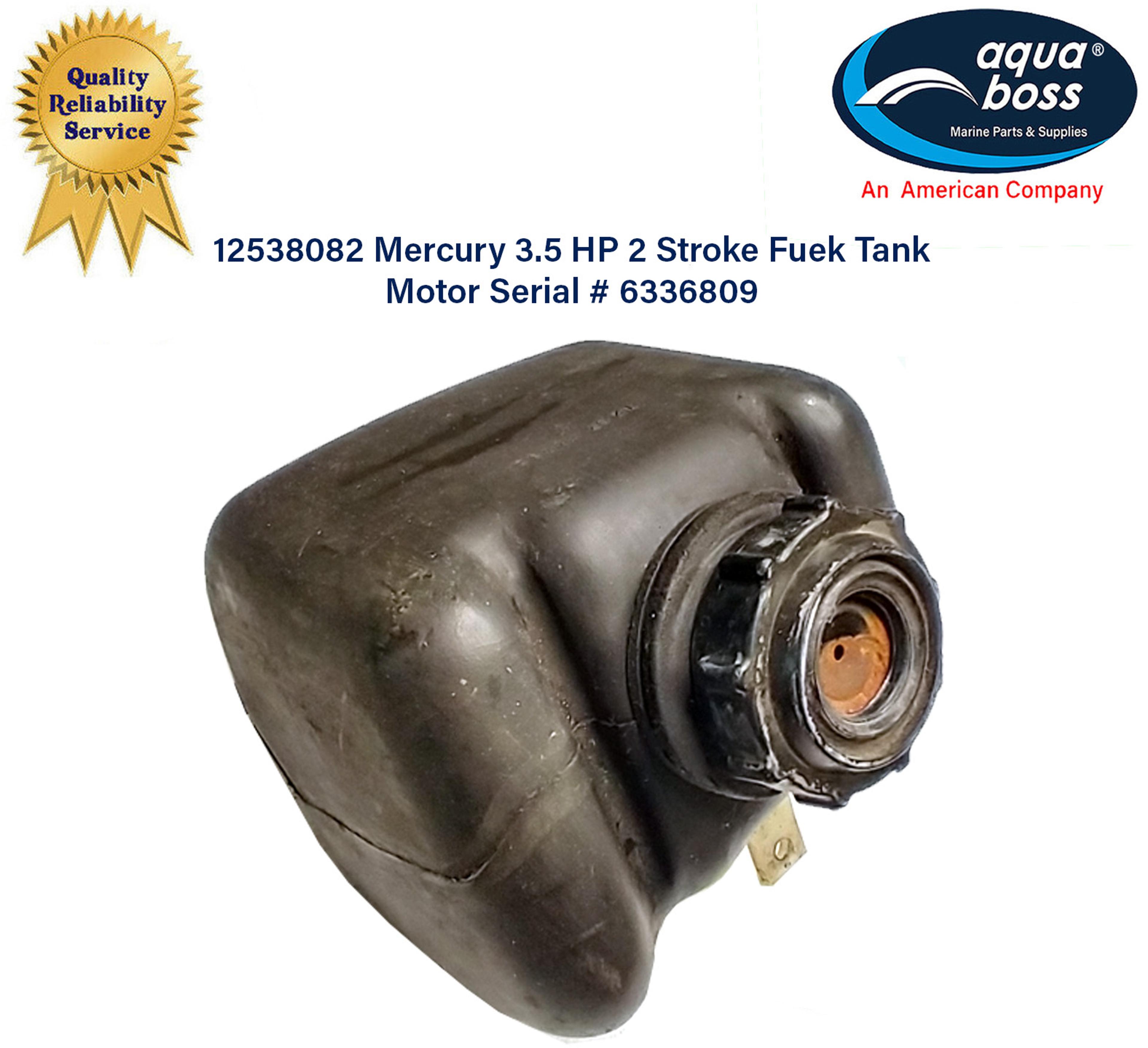 12538082 Mercury 3.5 HP 2 Stroke Fuel Tank Motor Serial # 6336809