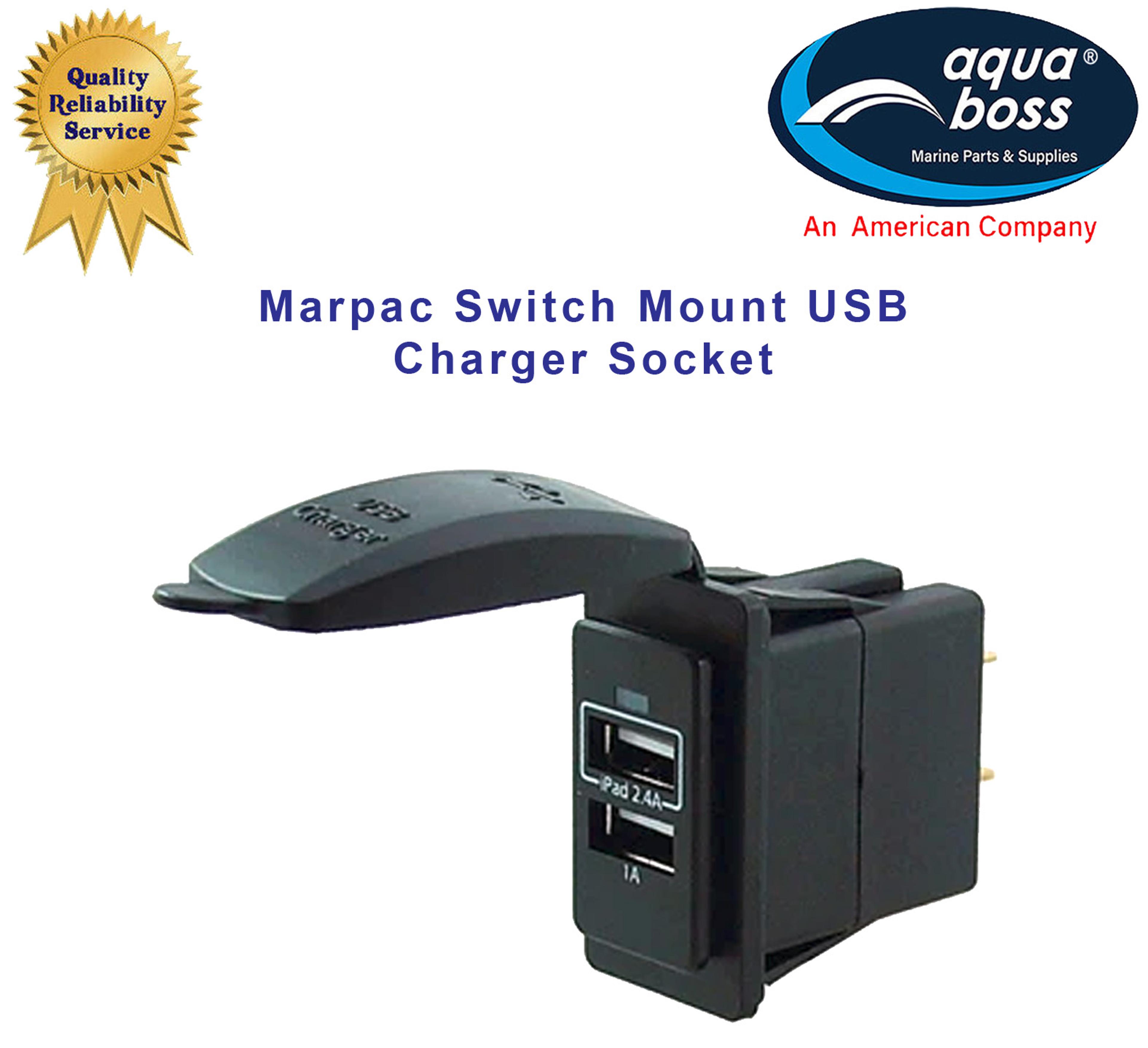 7-0822 Marpac USB Dual Port Charger Socket Switch Mount i-Pad i-Phone Android