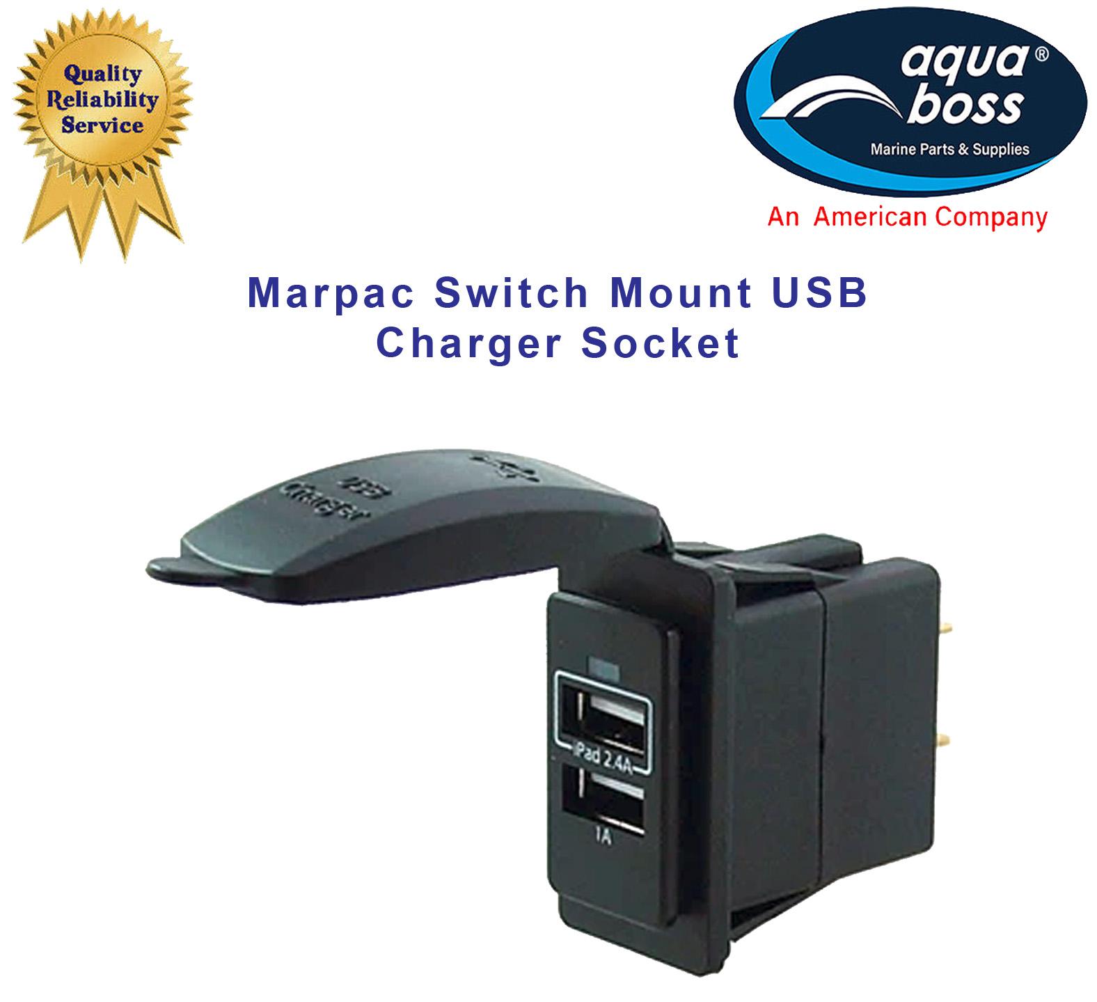 7-0822 Marpac USB Dual Port Charger Socket Switch Mount i-Pad i-Phone Android