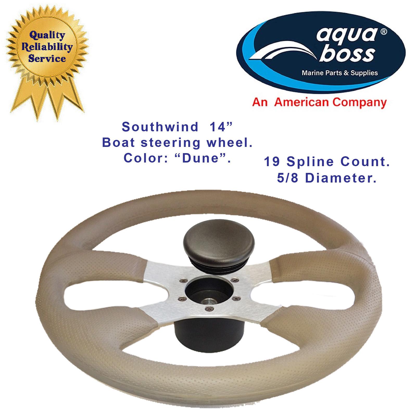 Boat Steering Wheel 14” Southwind SW0056 Color Dune with Center Cap Splined Hub