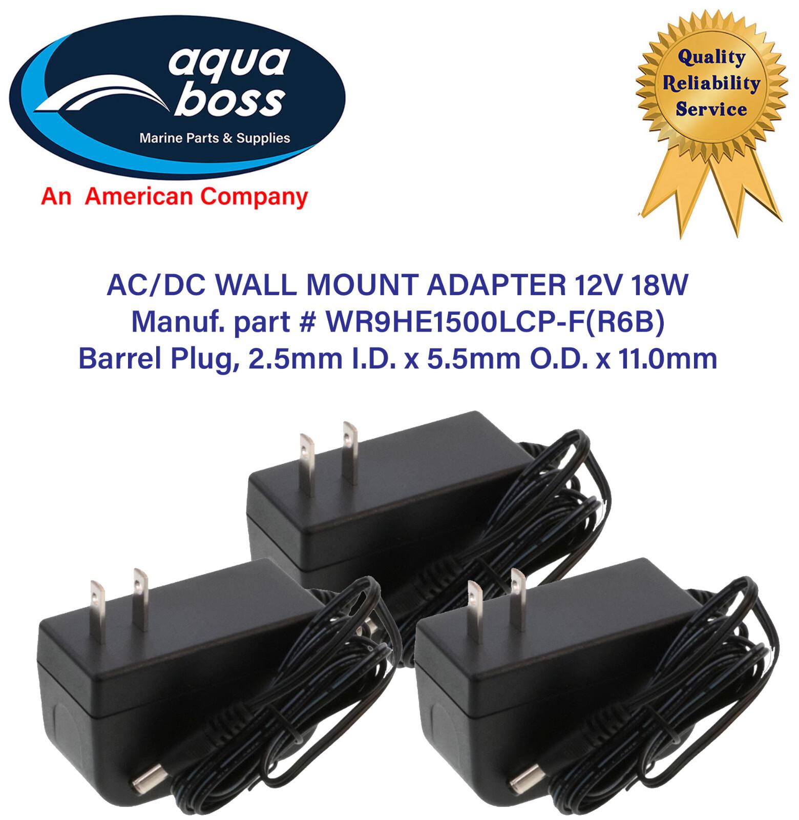 Wall Plug Transformer Adapter AC/DC Barrel Connector 12 Volt 18 Watt Lot of 3