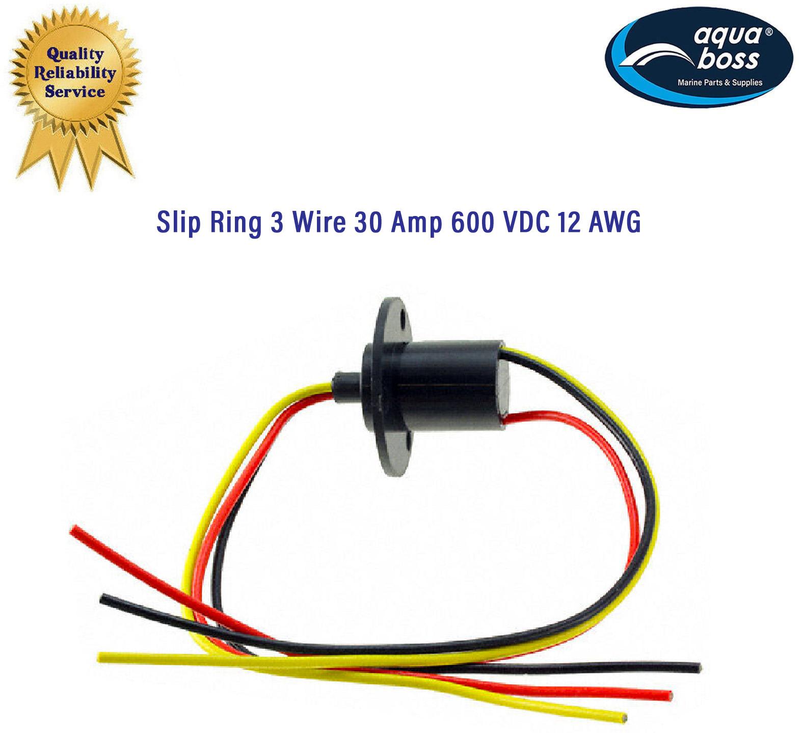 Slip Ring 3 Wire Rotary Electrical Connector 30 Amp 600 VDC 12 AWG