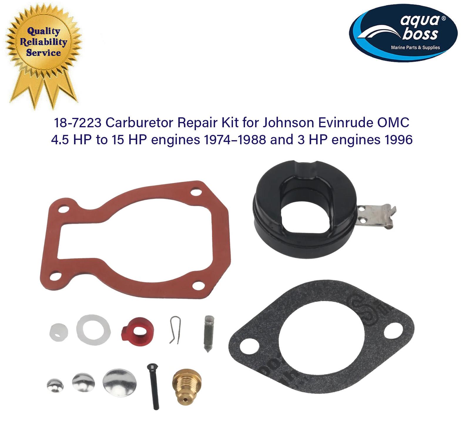 18-7223 Sierra Carburetor Repair Kit for Johnson Evinrude 398453 4 to 15 HP
