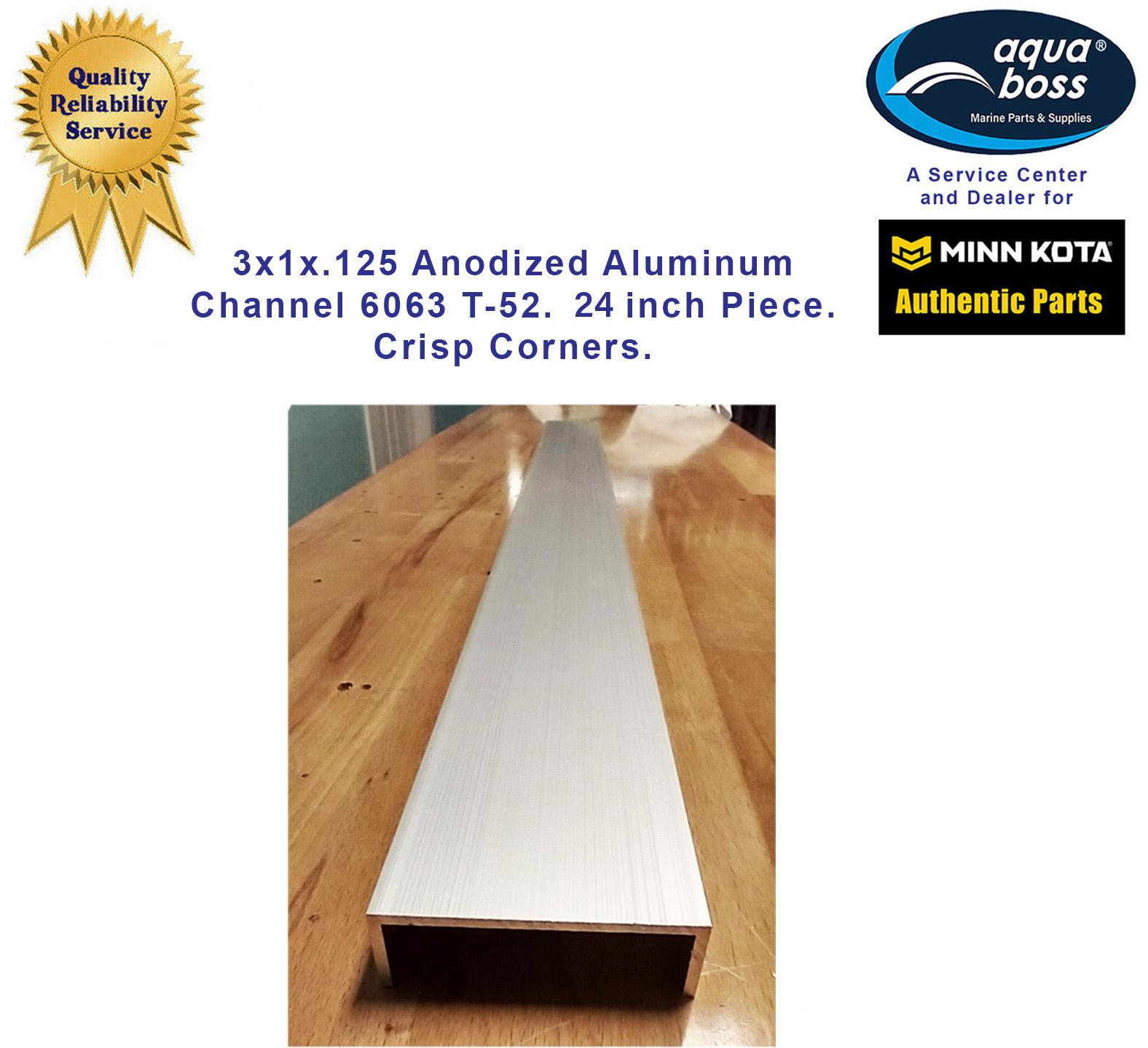 Anodized Aluminum Channel 3" x 24" 6063 T-52 Crisp Corners