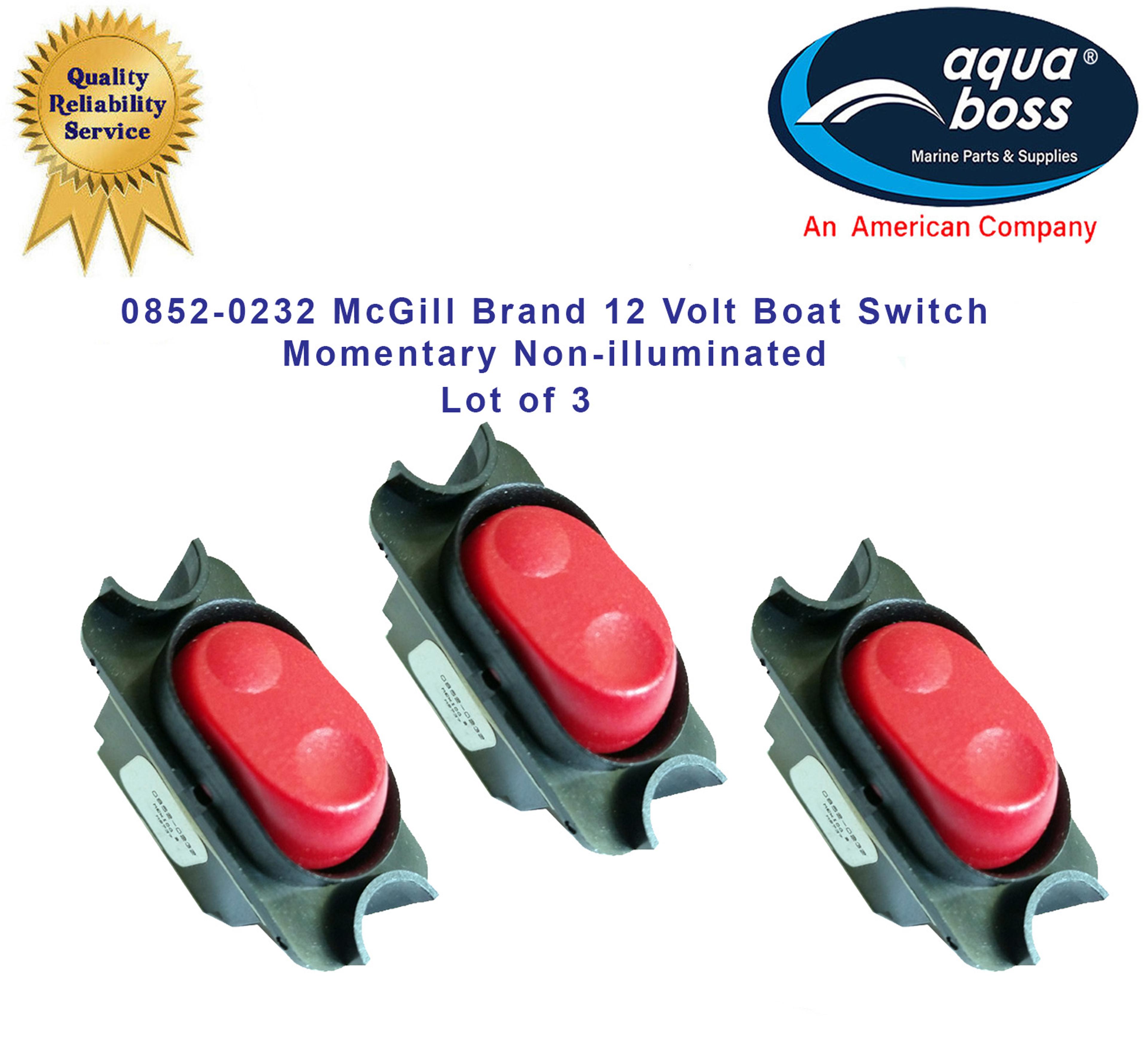 0852-0232 Boat Switches McGill Brand 12 Volt Momentary Non-illuminated Lot of 3