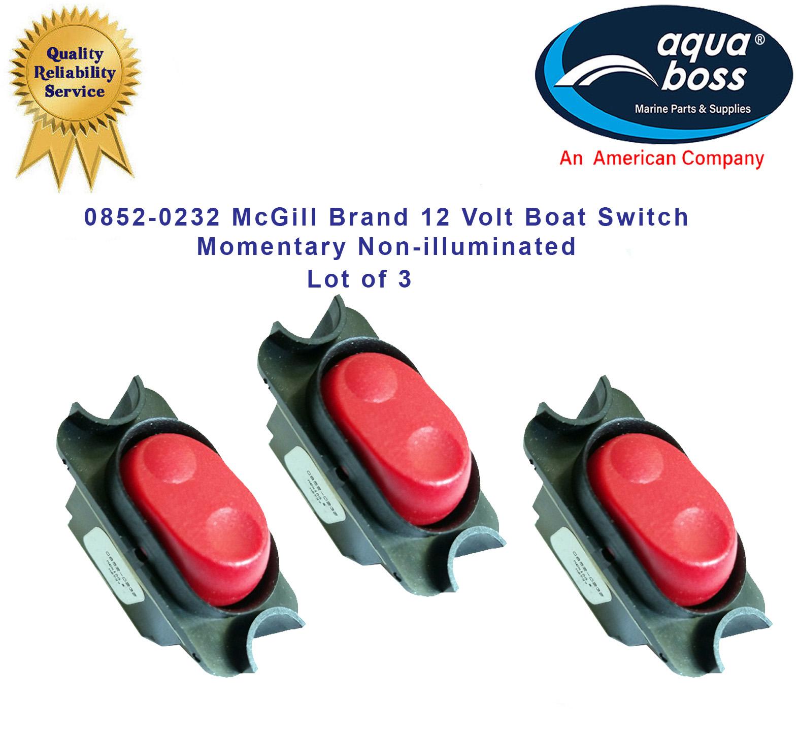 0852-0232 Boat Switches McGill Brand 12 Volt Momentary Non-illuminated Lot of 3