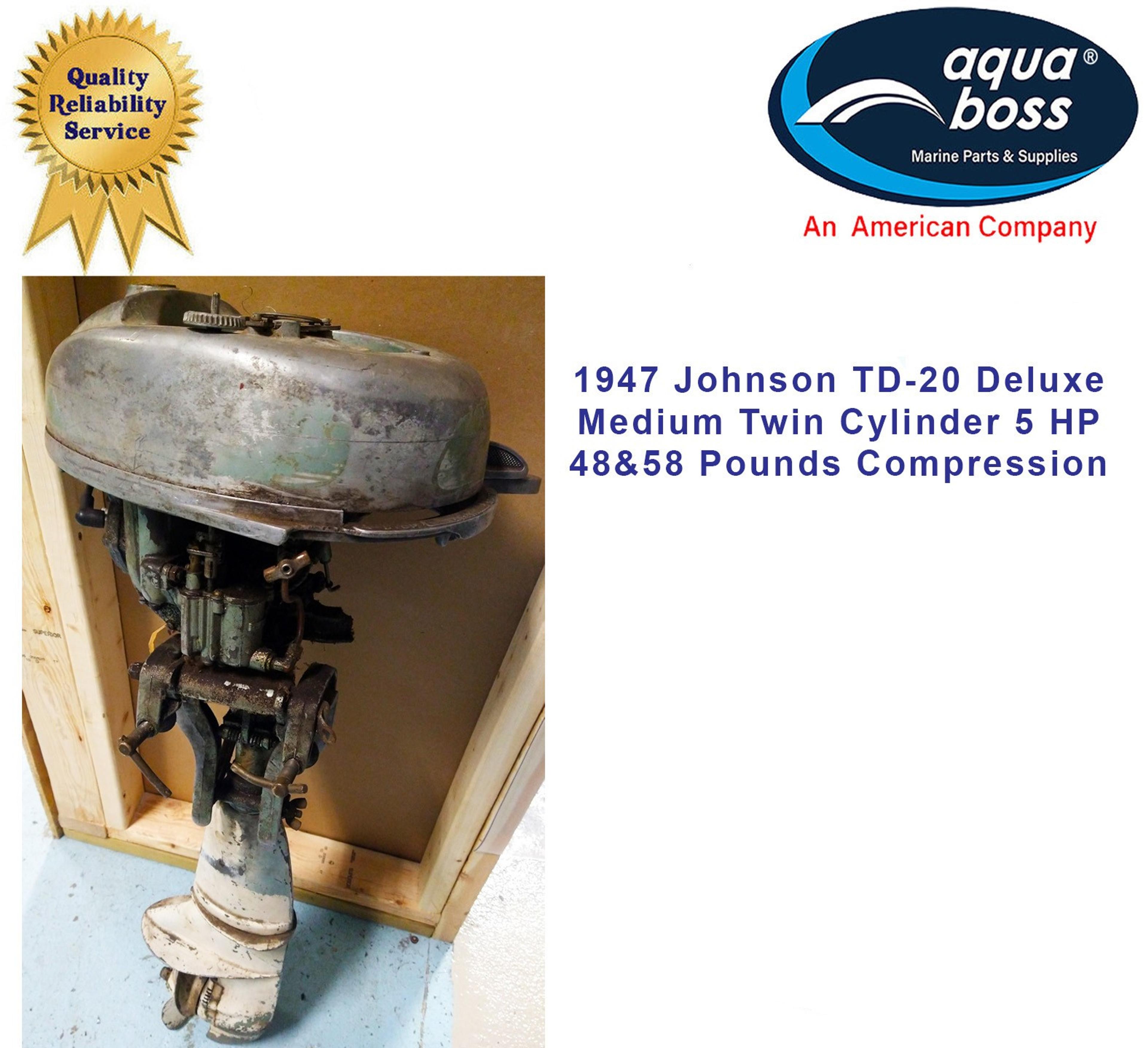 1947 Johnson TD20 Deluxe Medium Twin Cylinder 5 HP 48 & 58 Pounds Compression