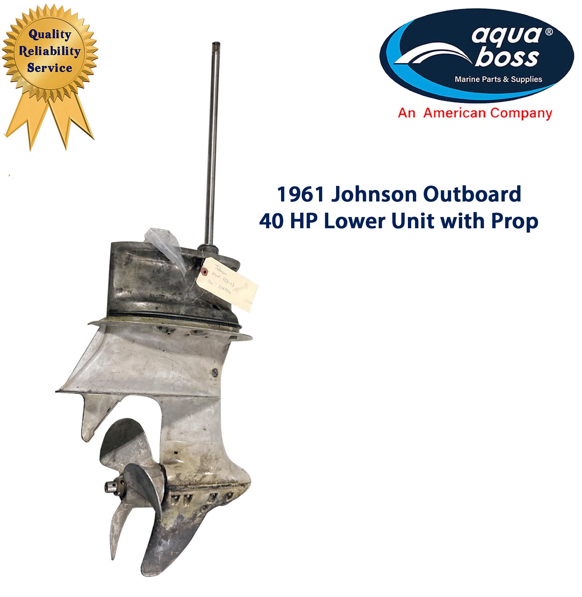 1961 Johnson Outboard 40 HP Lower Unit with Prop For Motor Model RDS-23