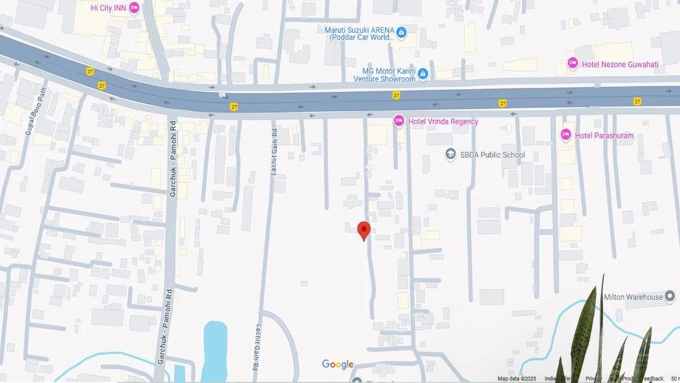 Location map reproduced from the Vijaya Residency brochure. Confirm the entrance pin with the team.