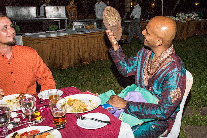 The group presented me a beautiful antique piece. An old temple artifact made of wood that has been carved into a shape of a leaf with a beautiful Ganesha engraved in it. These were used as trays to serve offerings in temples in Kerala. Thank you everyone!
