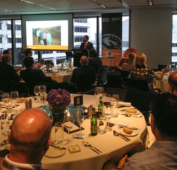 Samer Kurdi, EO Global Chairman, addresses the group. Samer lives in Saudi Arabia and is visiting Australia for the first time.