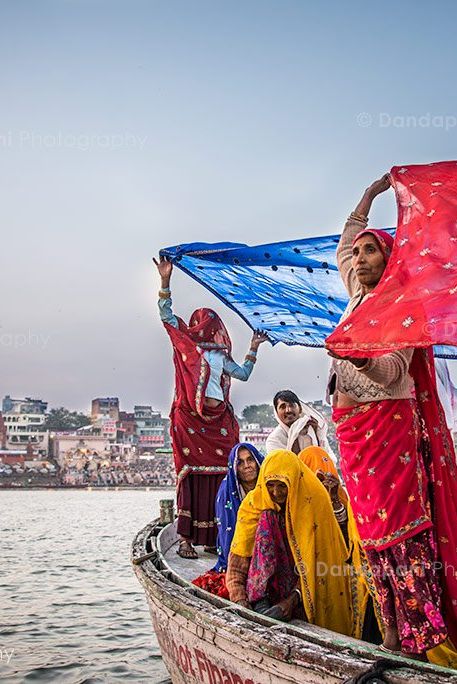 These women are drying their saris by holding them up in the wind after having taken a dip in the holy Ganges river in the town of Varanasi, North India. I waited patiently in a boat nearby for over 20 minutes for this one shot.