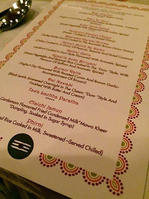 The menu.....
