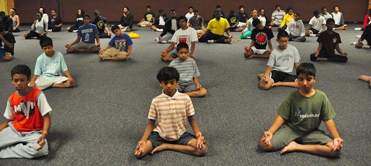 Hindu youth doing yoga and meditation