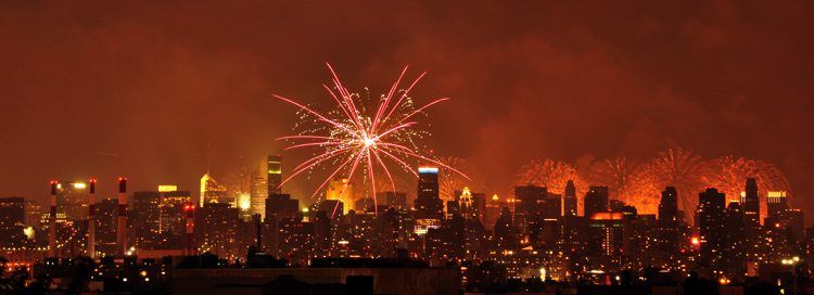 4th of July 2010 fire works in New York viewed from Astoria, Queens