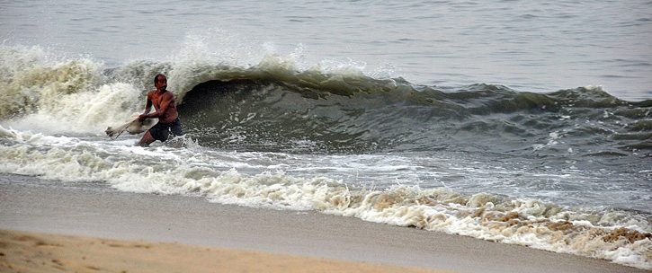 Fisherman on Marari Beach, Kerala in South India