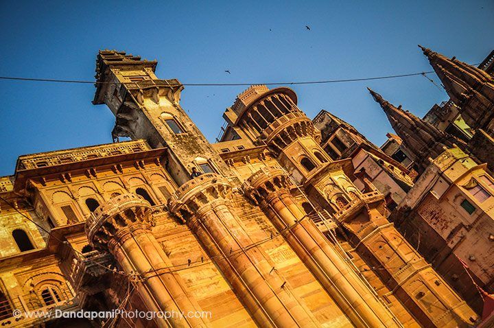 Old buildings at sunset