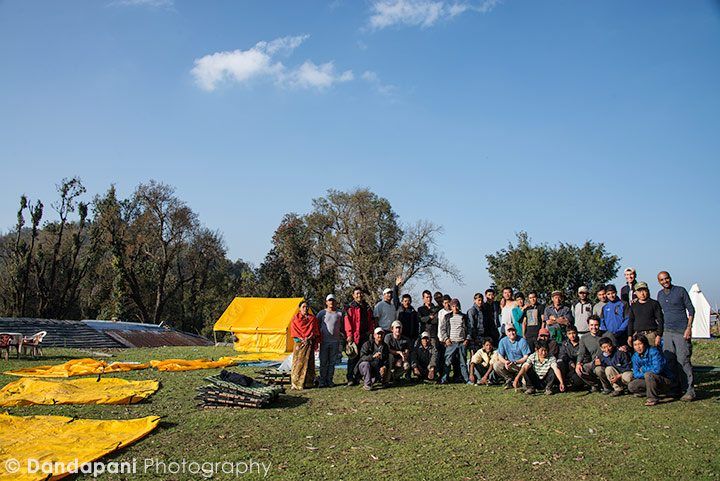 Our camp site, porters, guides and sherpas.
