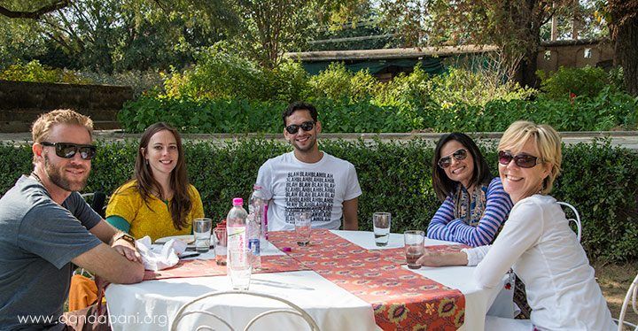 Lunch on this day was in the beautiful gardens under the trees with sounds of birds, squirrels, cows and all kinds of wildlife around us. Plus a peacock in the tree.