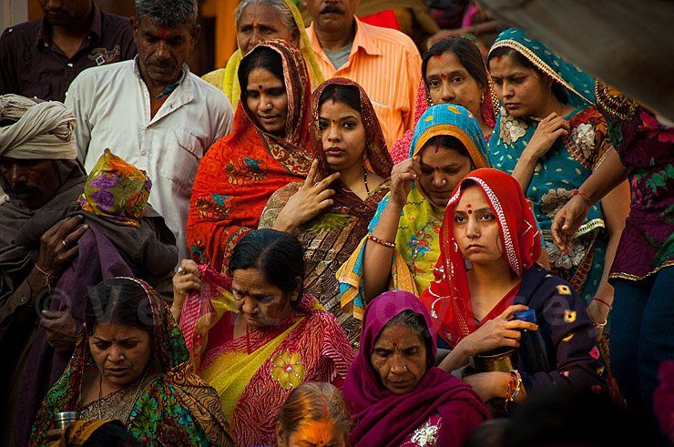 Ladies coming out of the Brahma temple in Pushkar