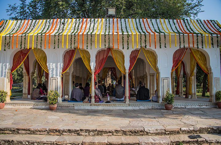 A wedding was taking place later this morning so the main parts of the garden were beautifully decorated including this beautiful mandapam (pillared outdoor hall)