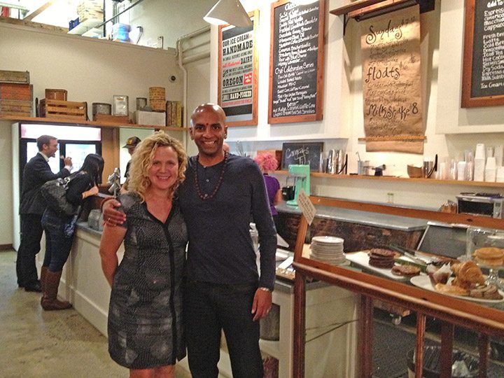 Later that evening I was treated to some absolutely delicious ice cream at Salt and Straw - creation of Kim Malek who I pose with in the photo here.