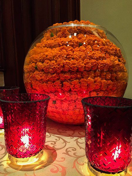 Lovely flower arrangements around the room.