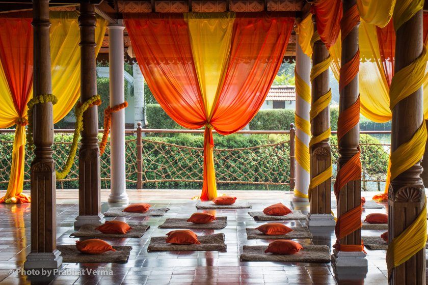 Our orientation meeting took place on a deck overlooking Lake Vembanad, India's longest lake. And the space was beautifully decorated for our opening event.